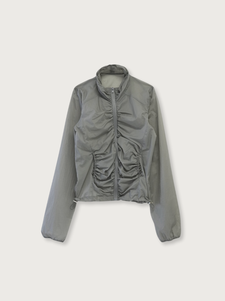 shirring zip up windbreaker