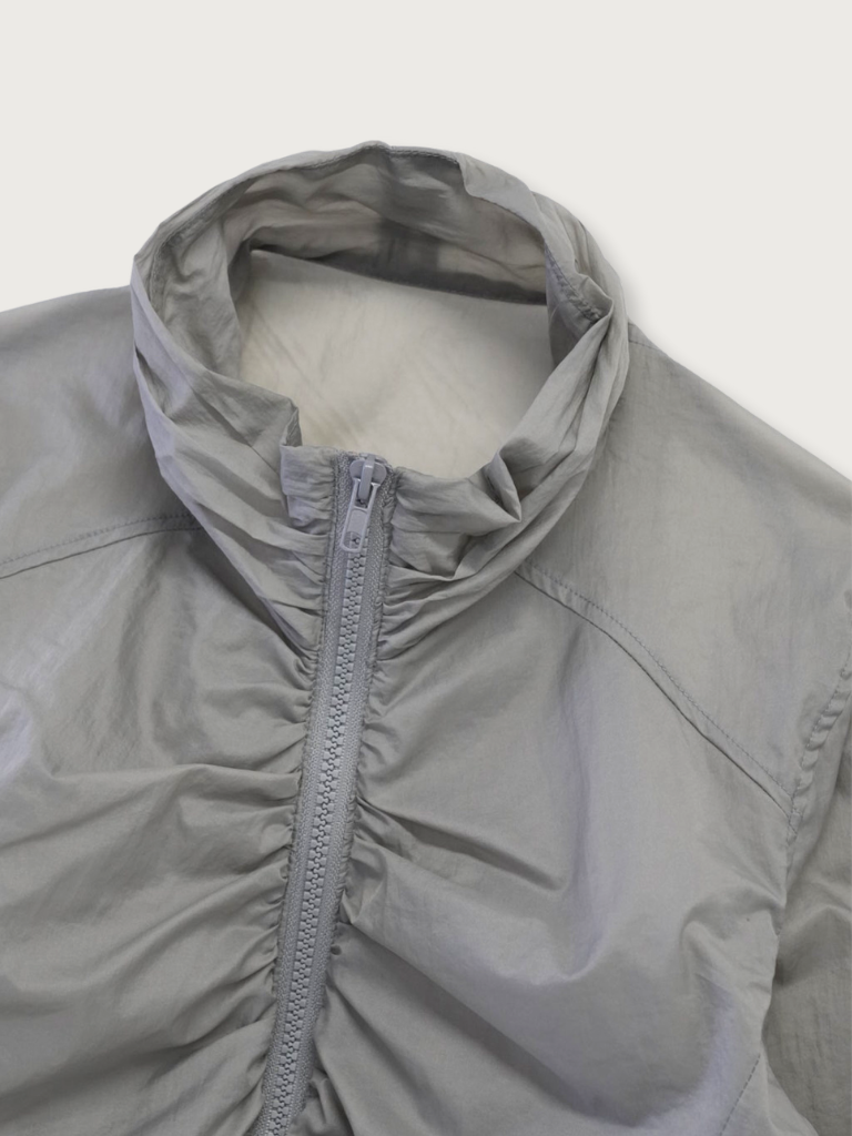 shirring zip up windbreaker