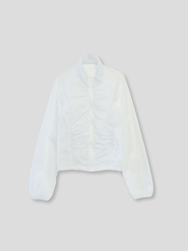 shirring zip up windbreaker