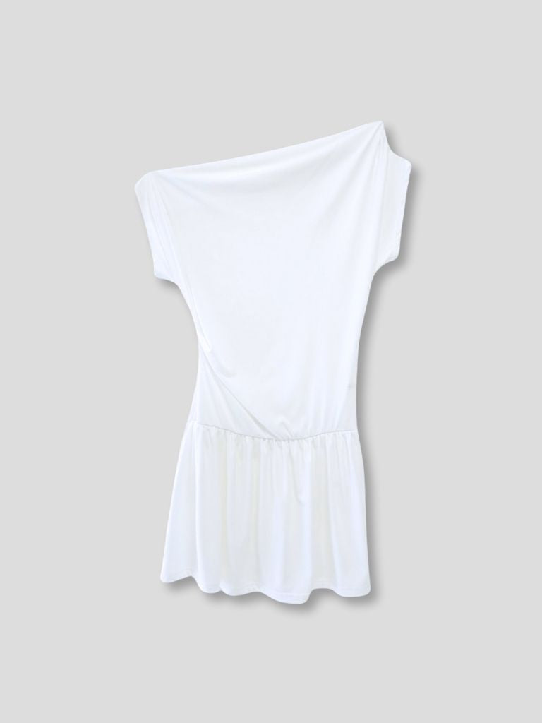 half shoulder gather tops
