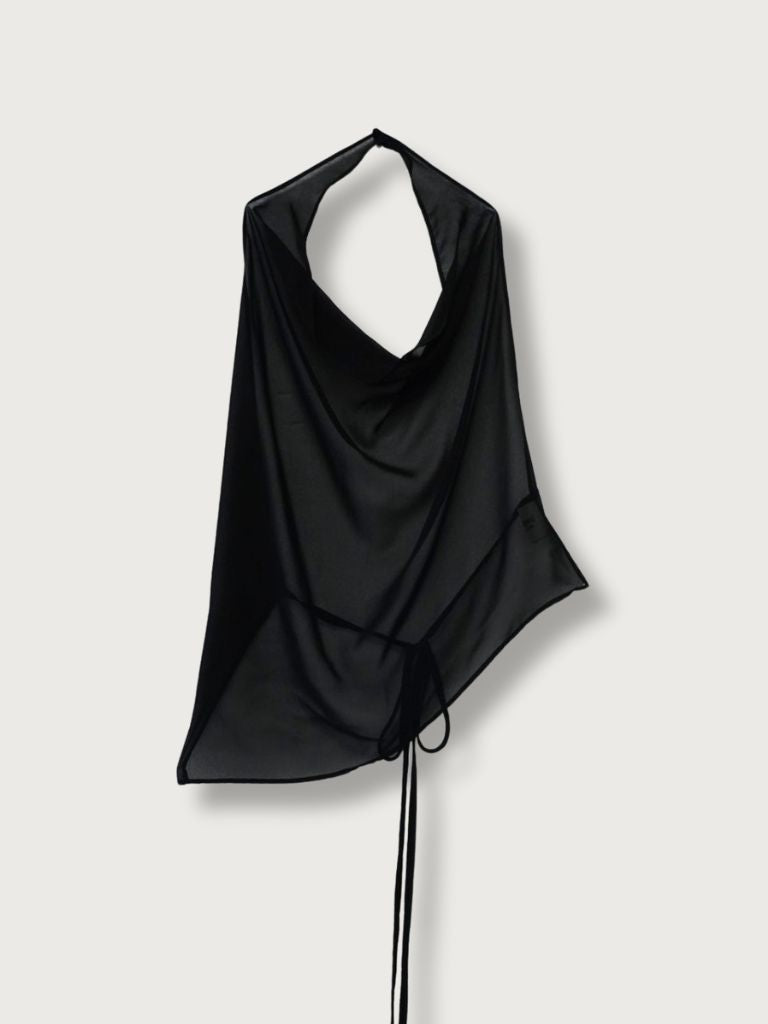 halter neck sheer blouse