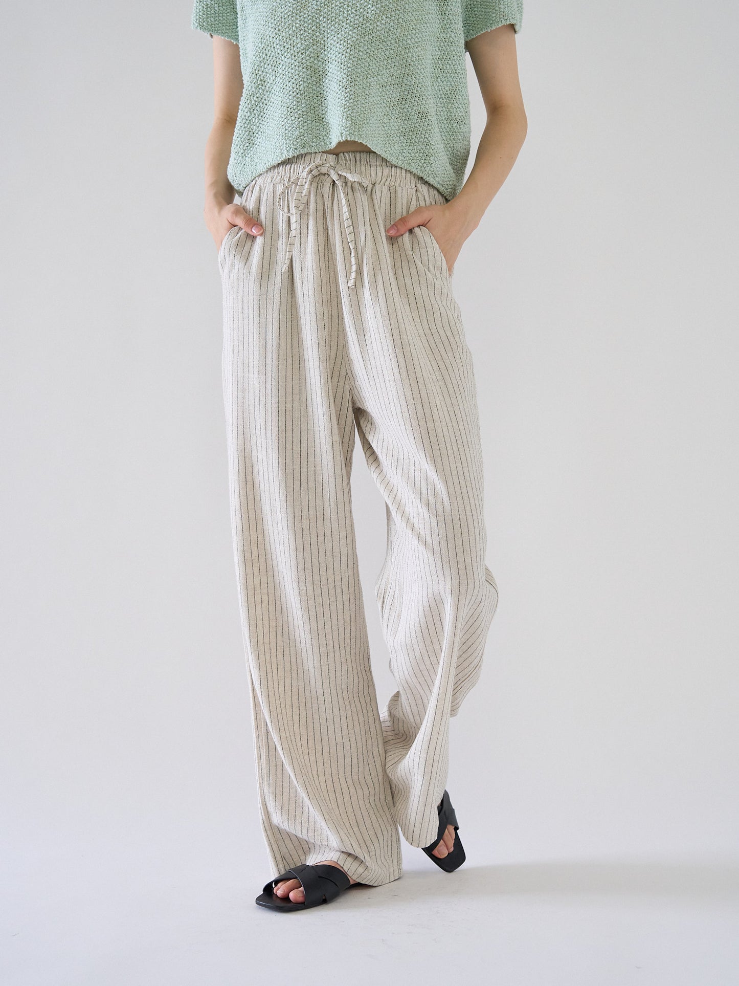 stripe linen pants