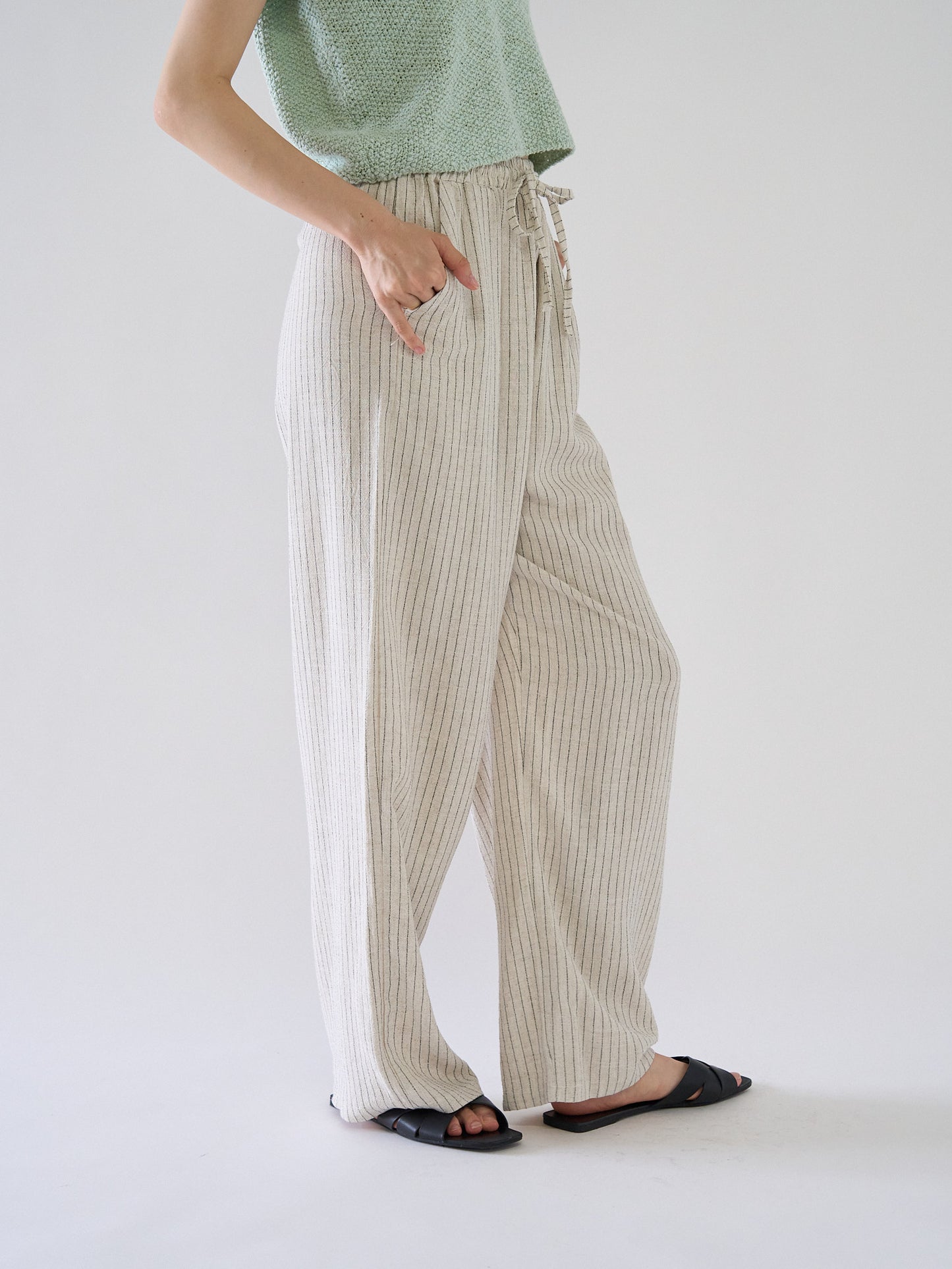 stripe linen pants