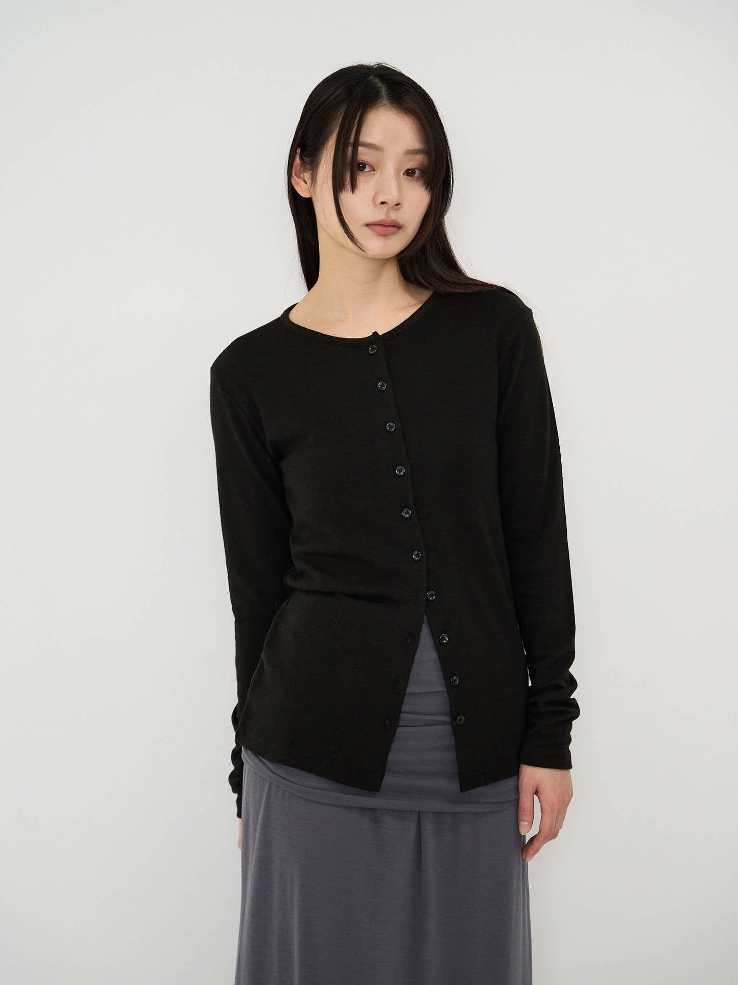 minimal button cardigan
