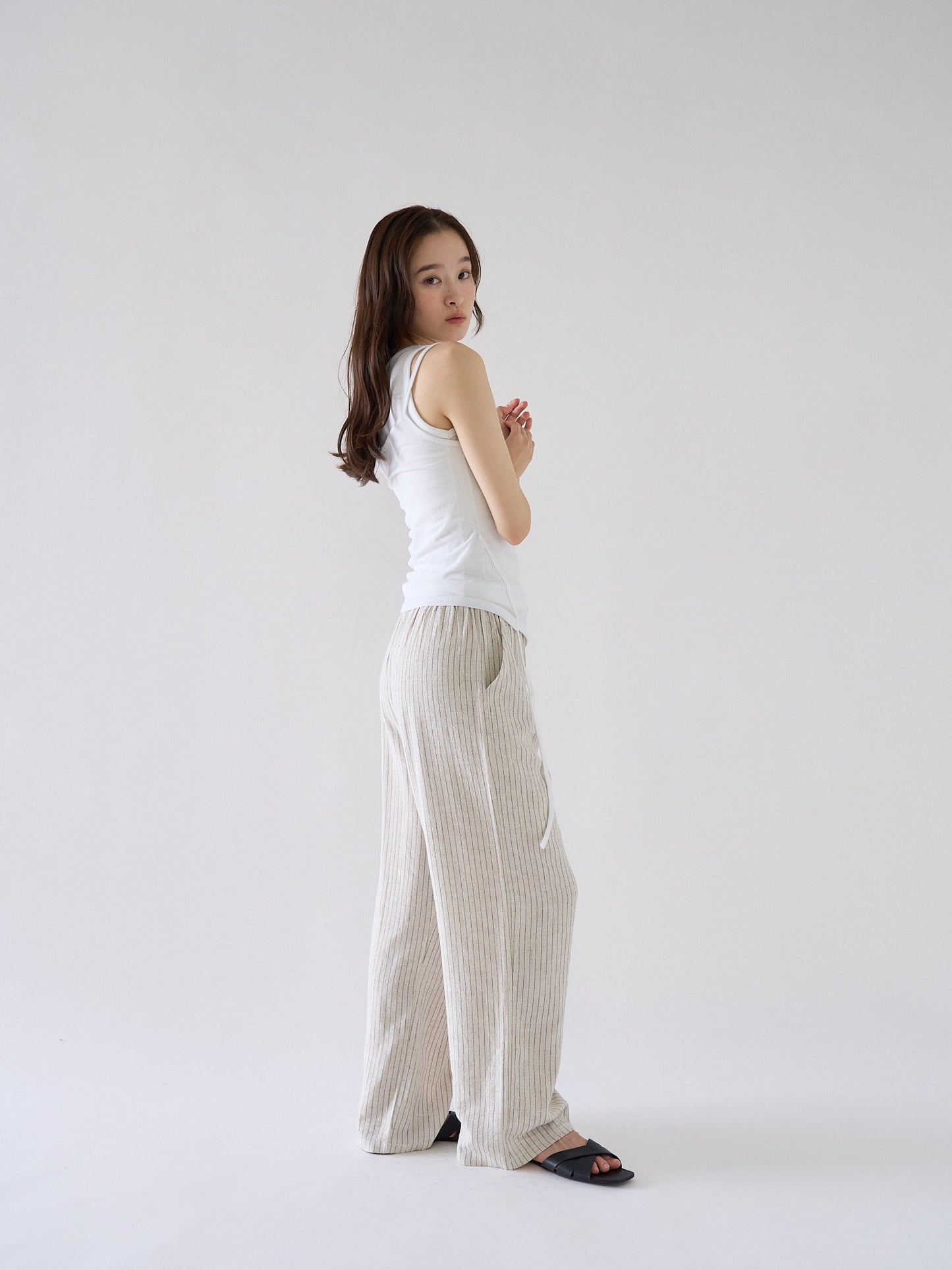 stripe linen pants