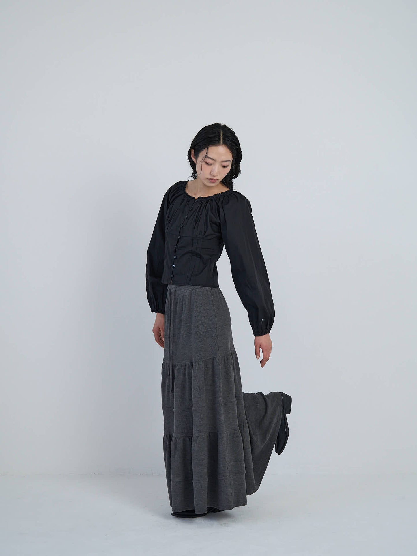 tiered maxi skirt