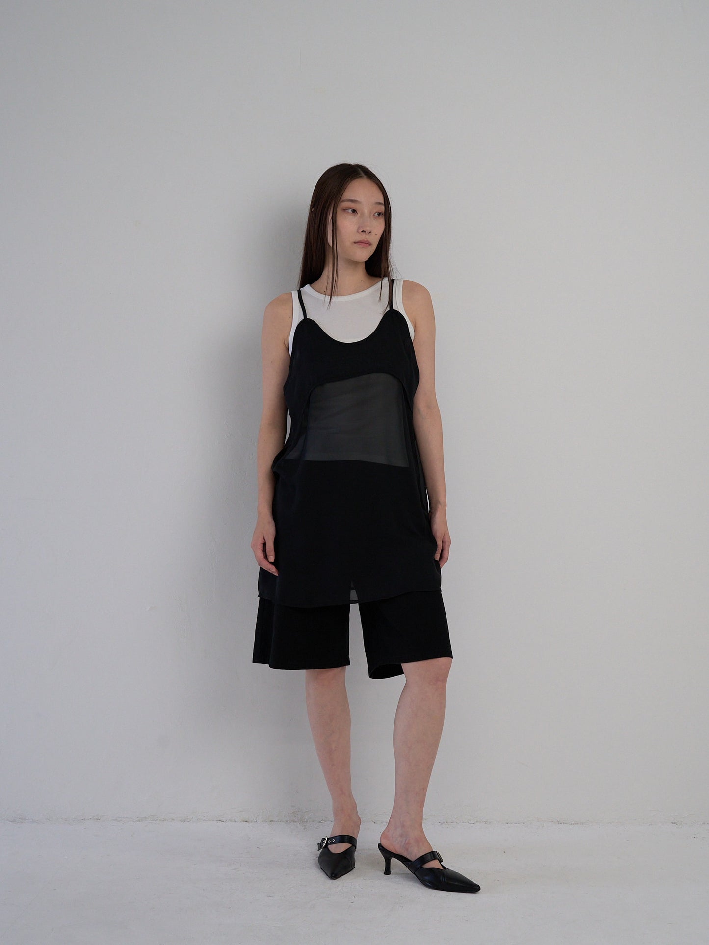 U neck sheer one piece