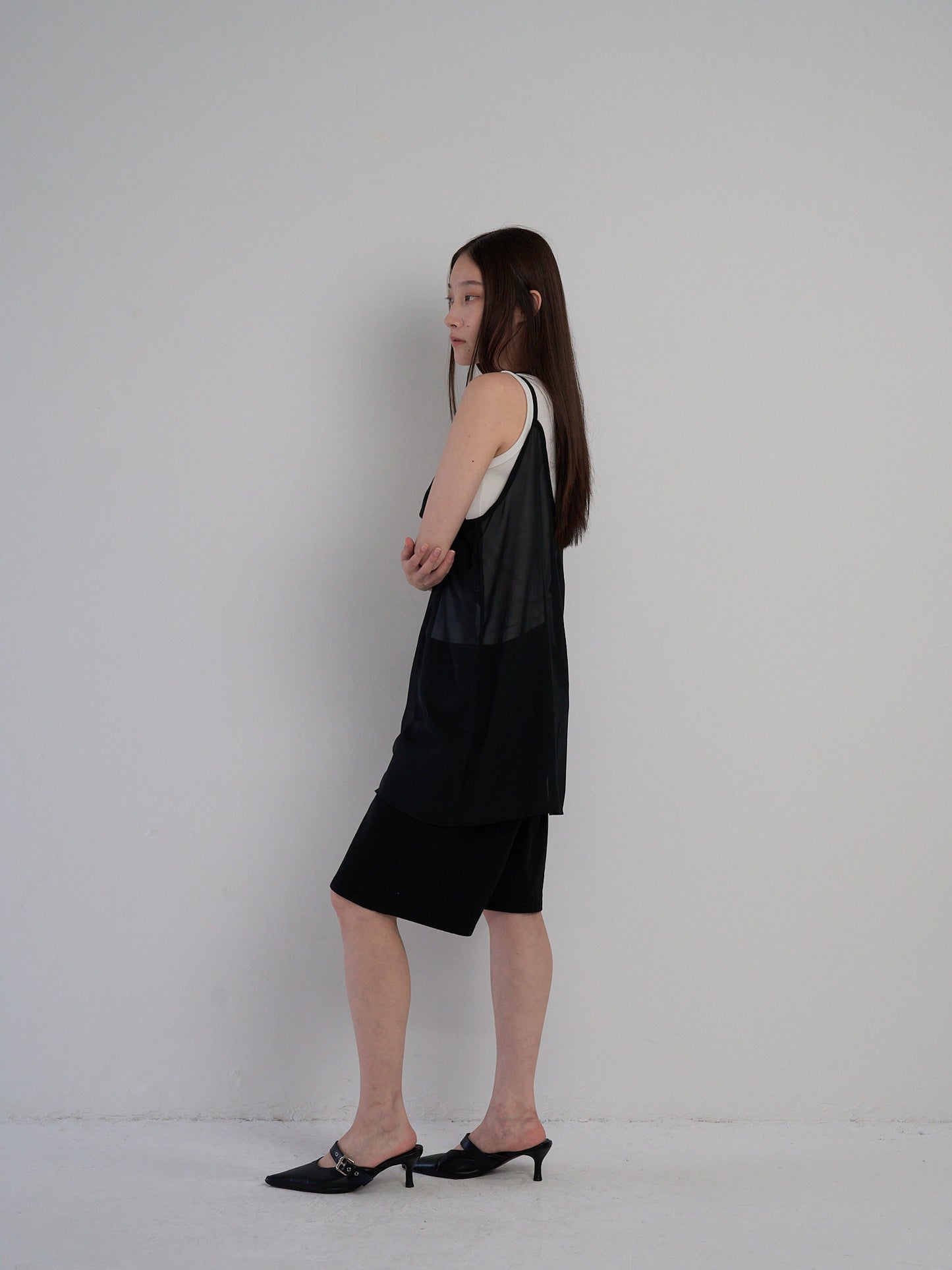 U neck sheer one piece
