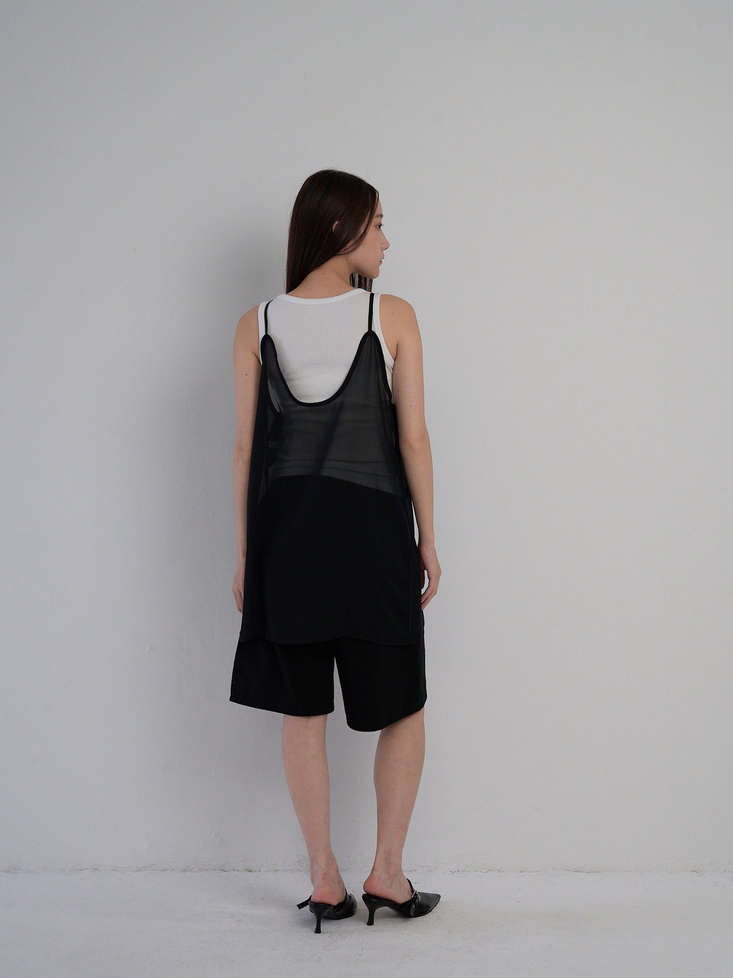U neck sheer one piece