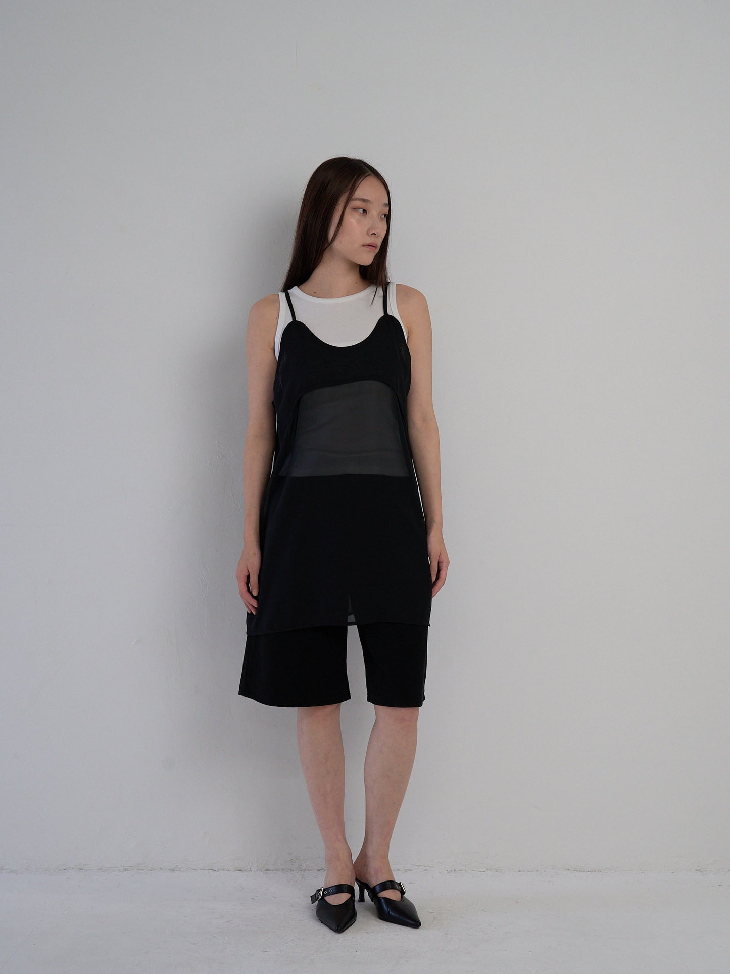 U neck sheer one piece