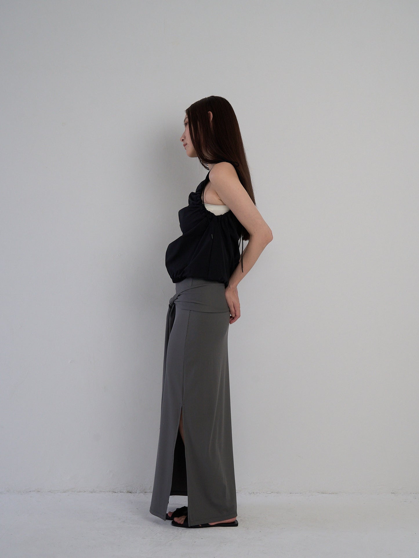 string shoulder wrinkle tops