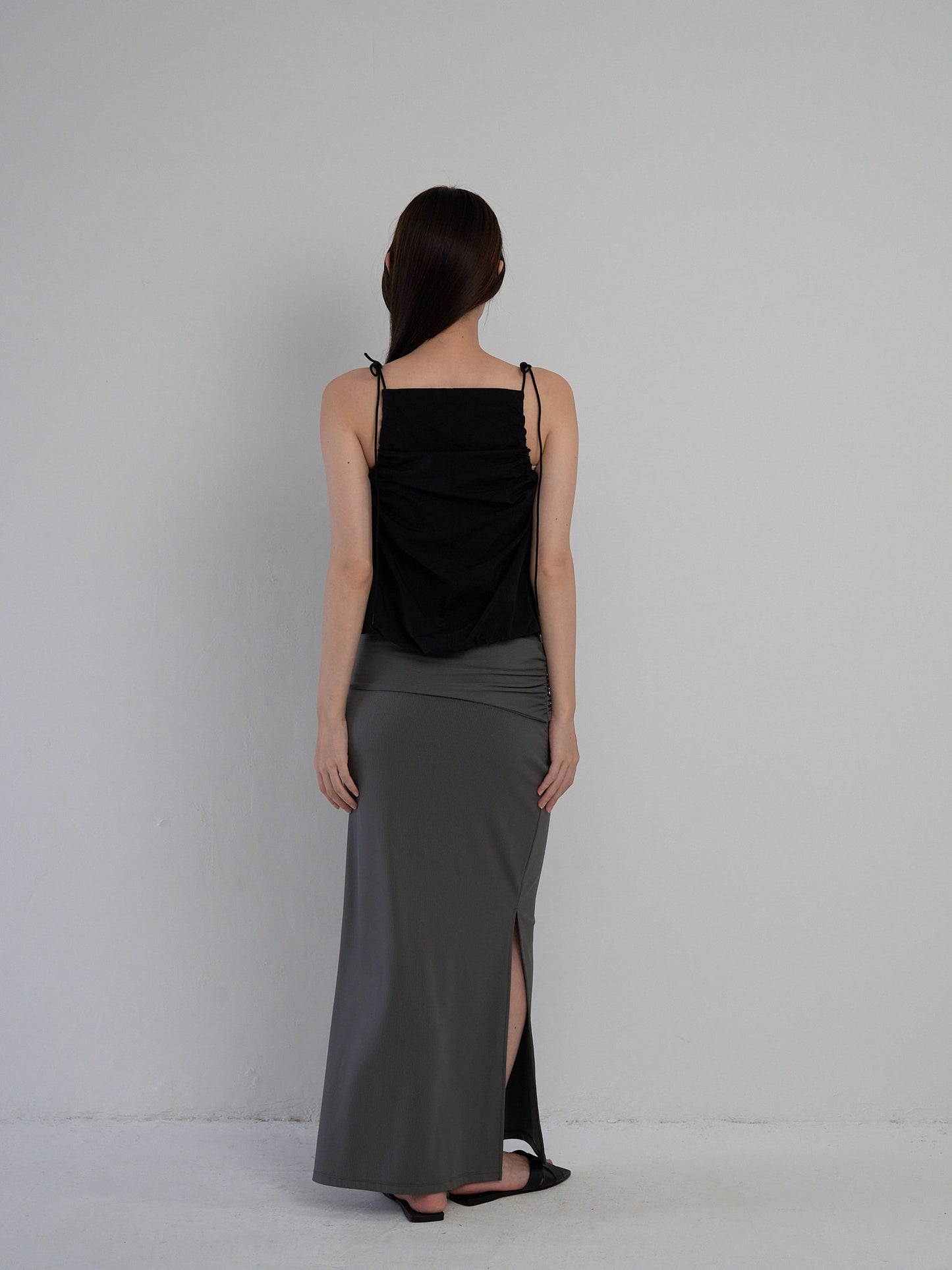 string shoulder wrinkle tops