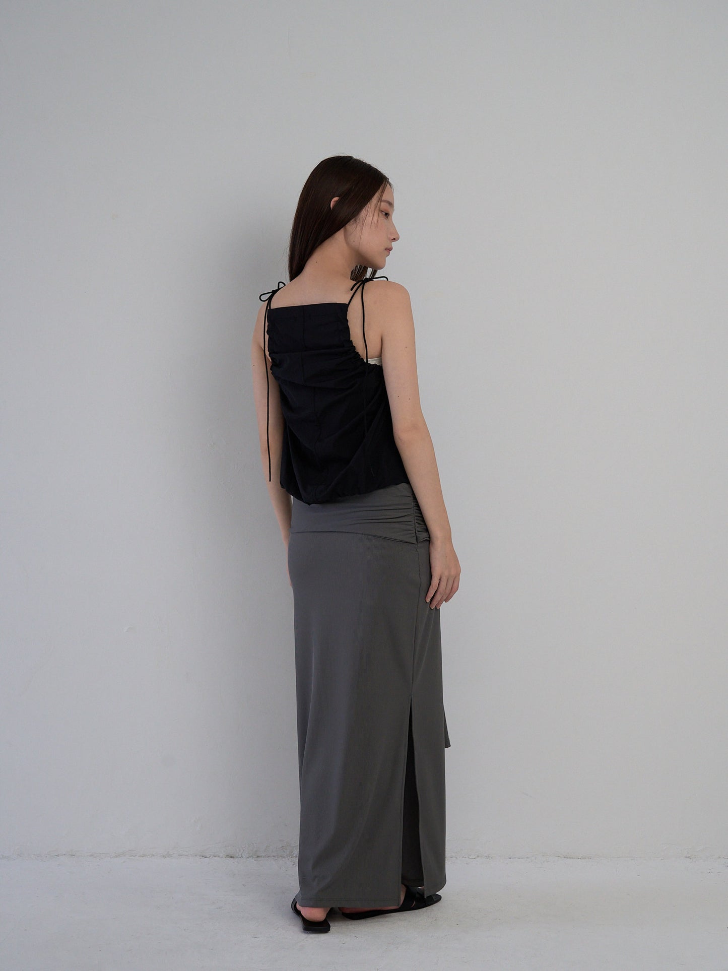 string shoulder wrinkle tops