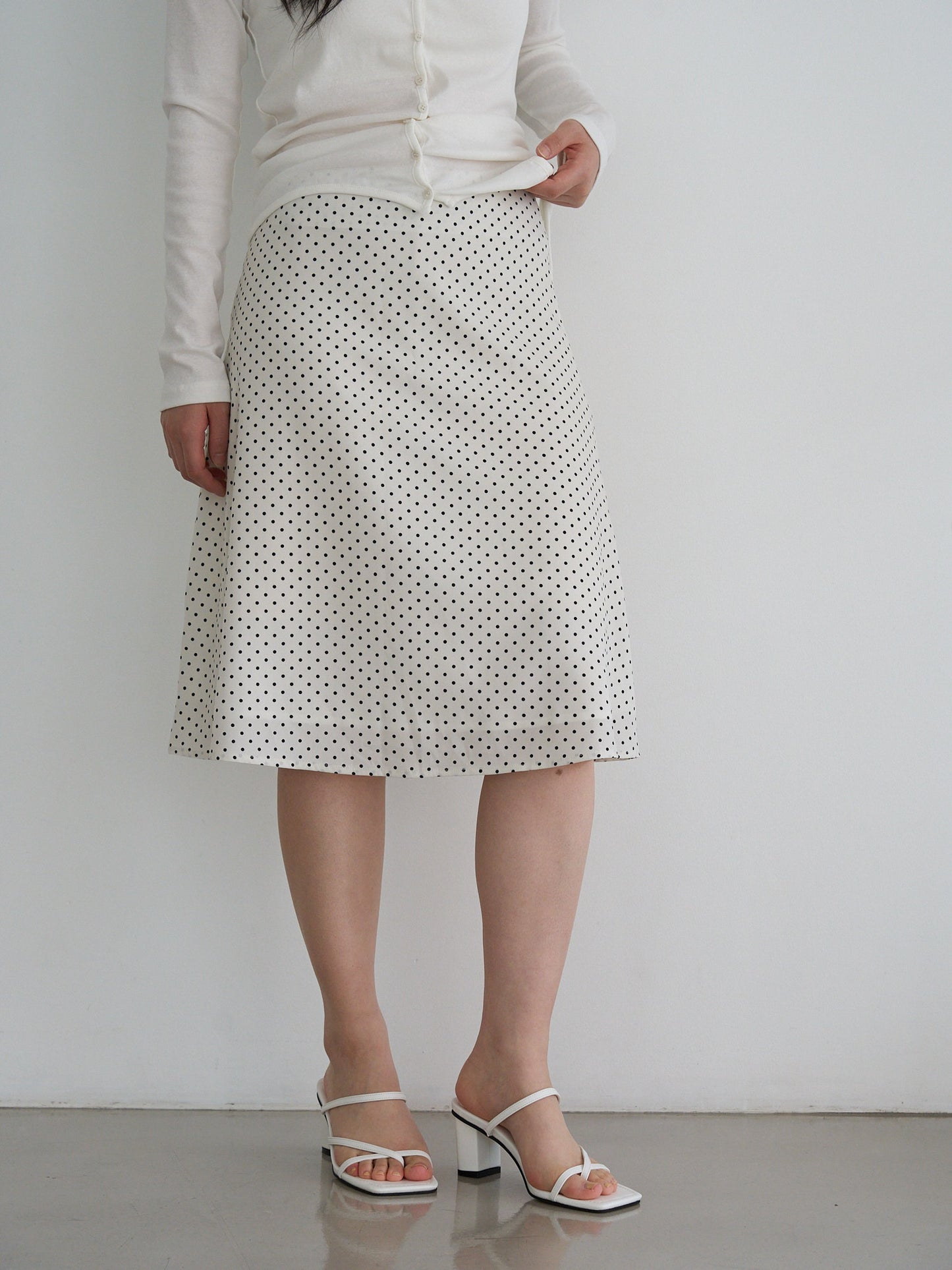dot midi skirt