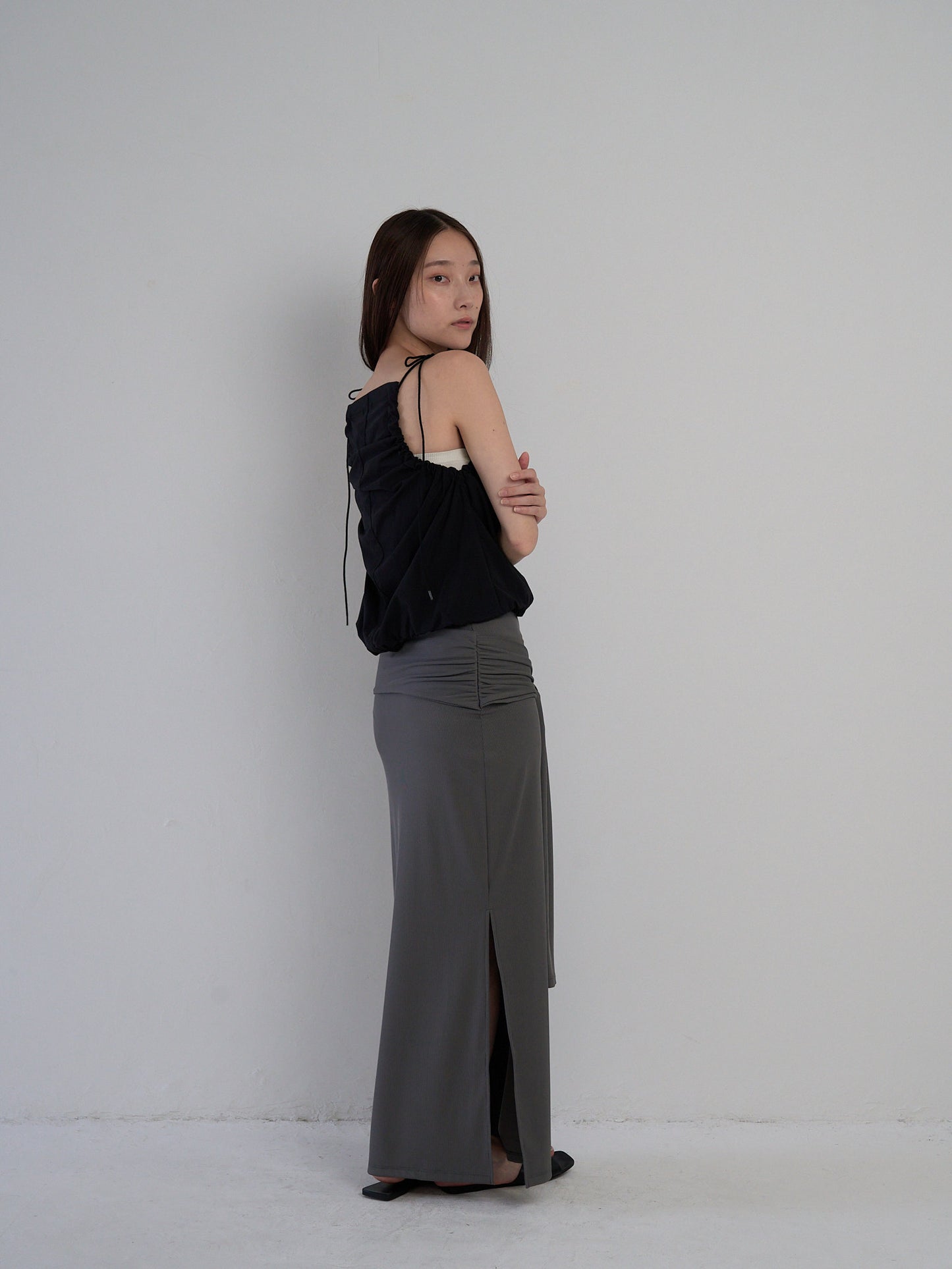 string shoulder wrinkle tops