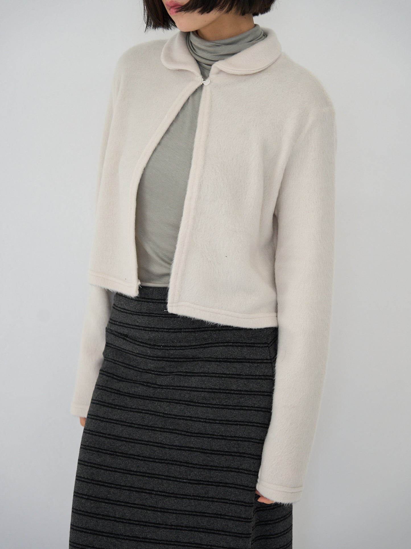 fuzzy cropped cardigan