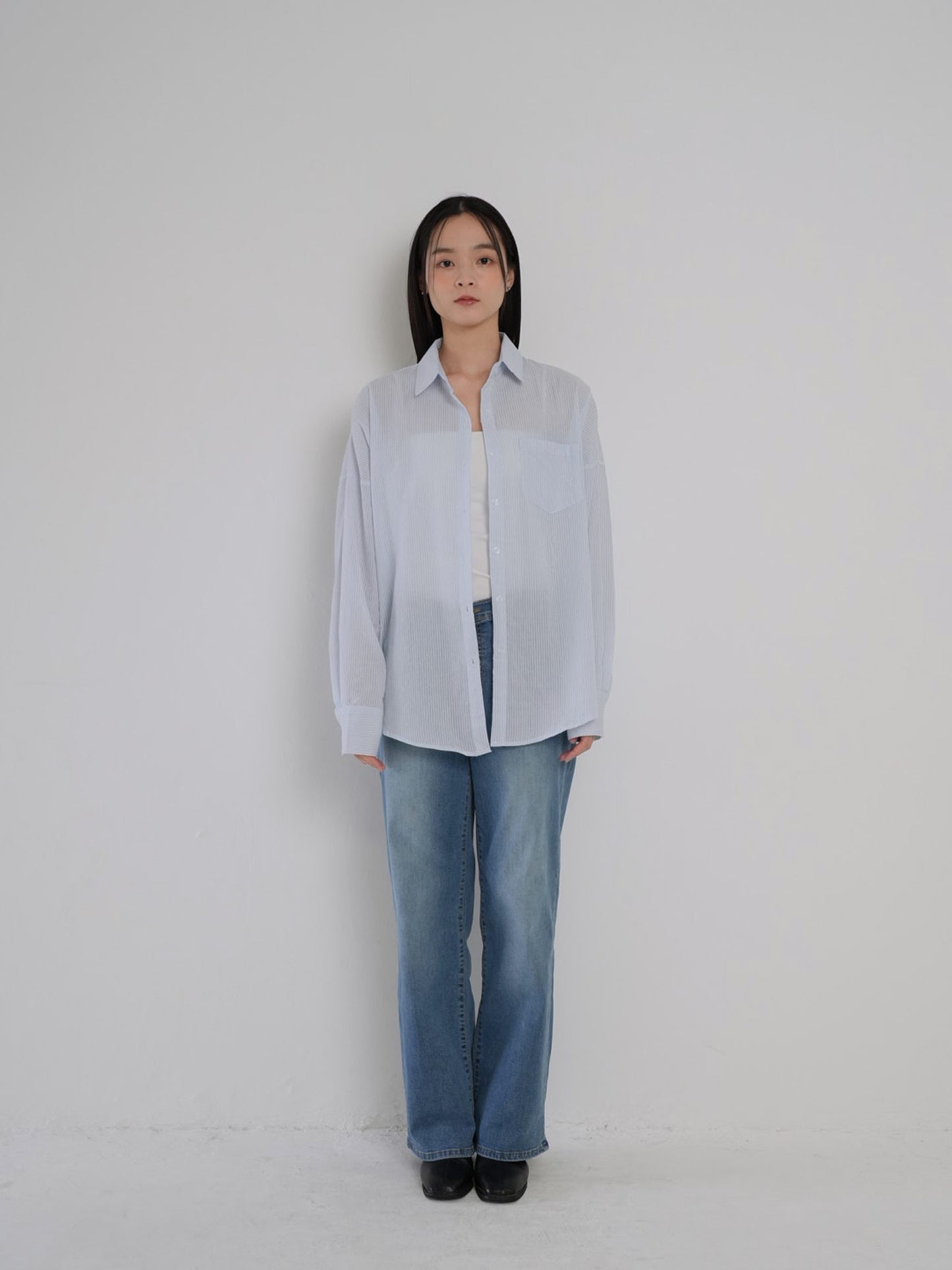 stripe sheer shirt
