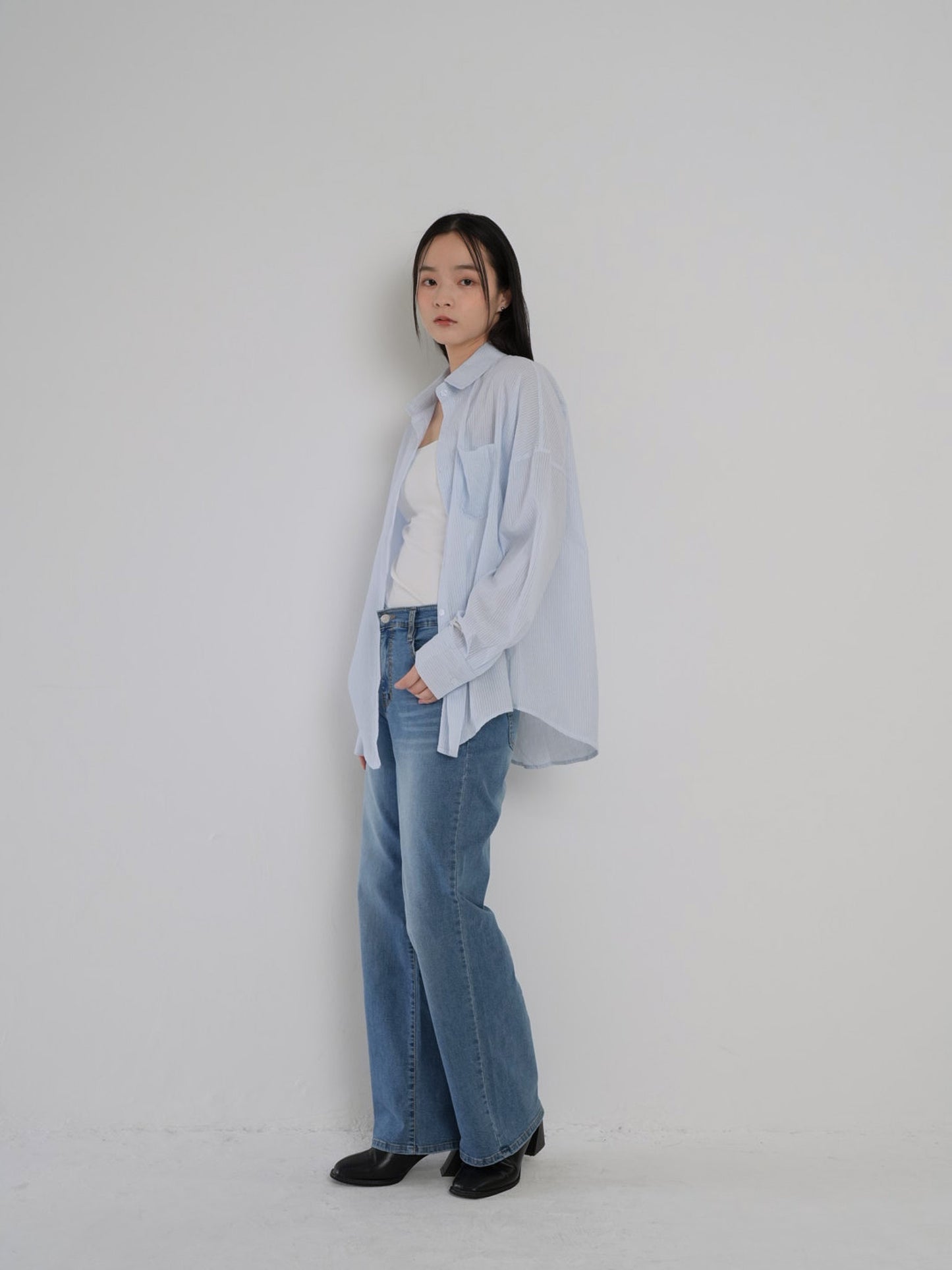 stripe sheer shirt