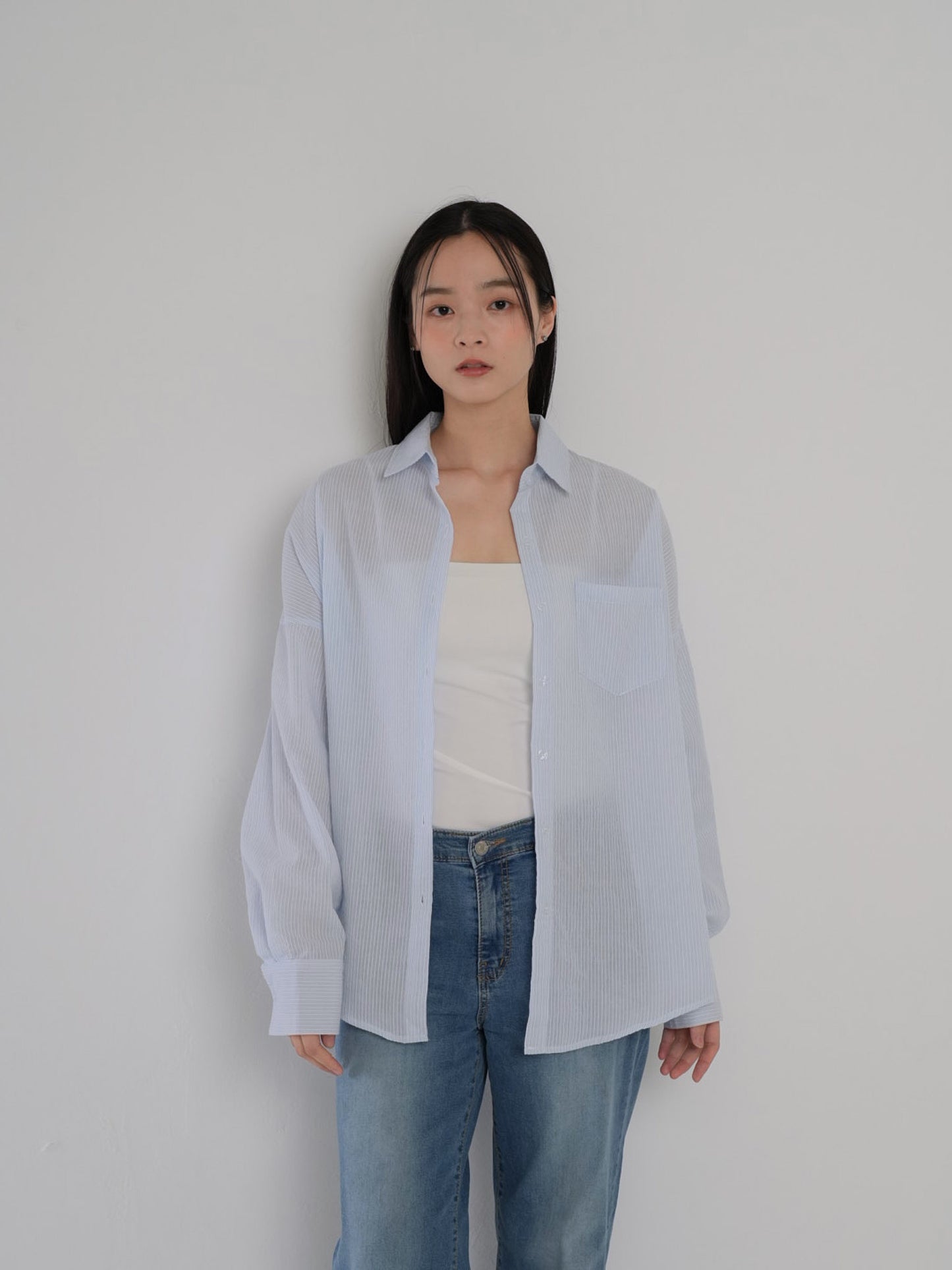 stripe sheer shirt