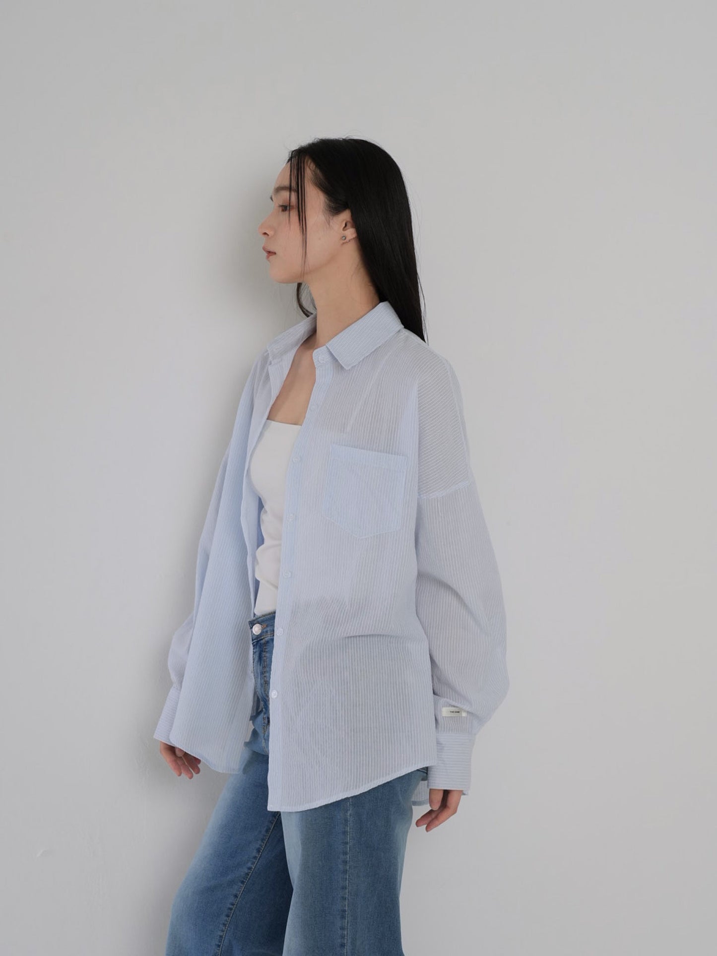 stripe sheer shirt