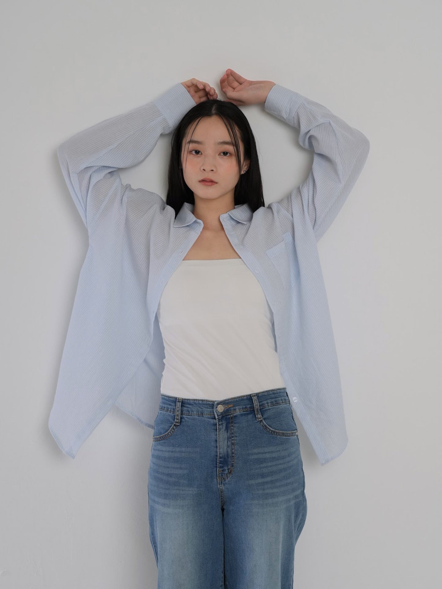 stripe sheer shirt