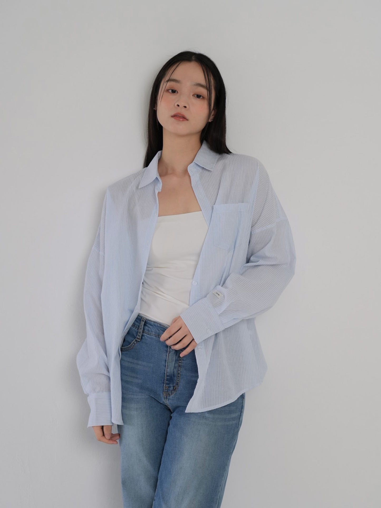 stripe sheer shirt