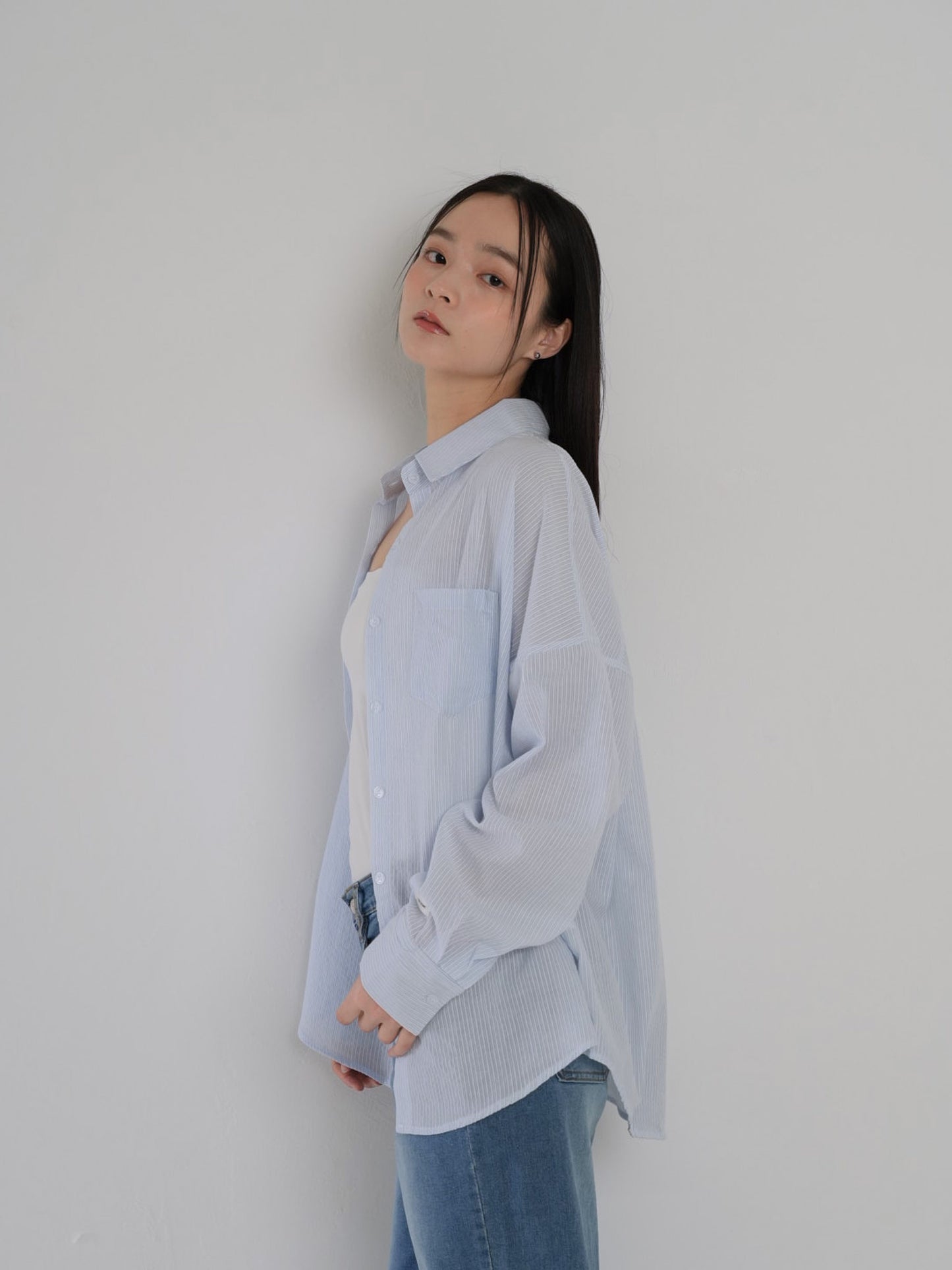 stripe sheer shirt