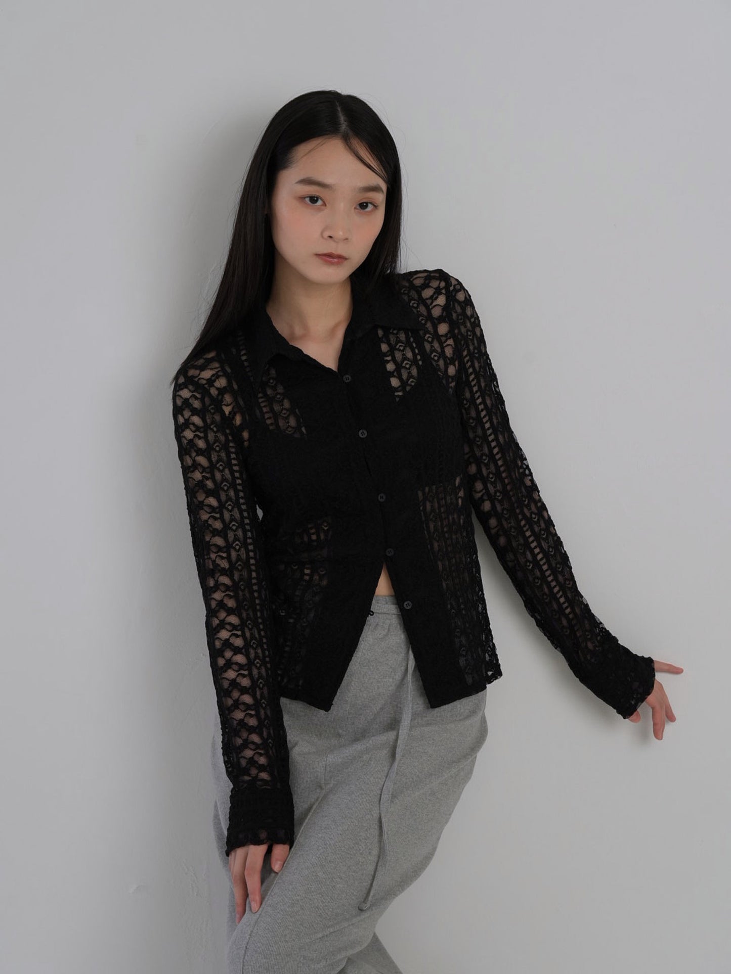 sheer lace shirt
