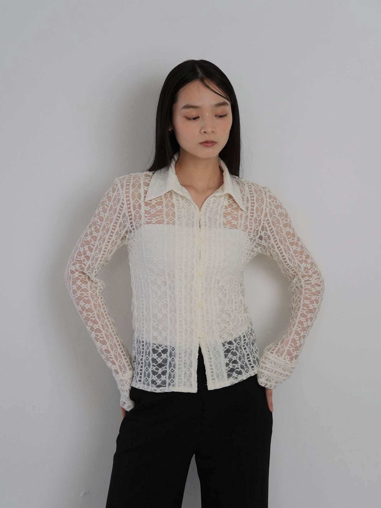 sheer lace shirt
