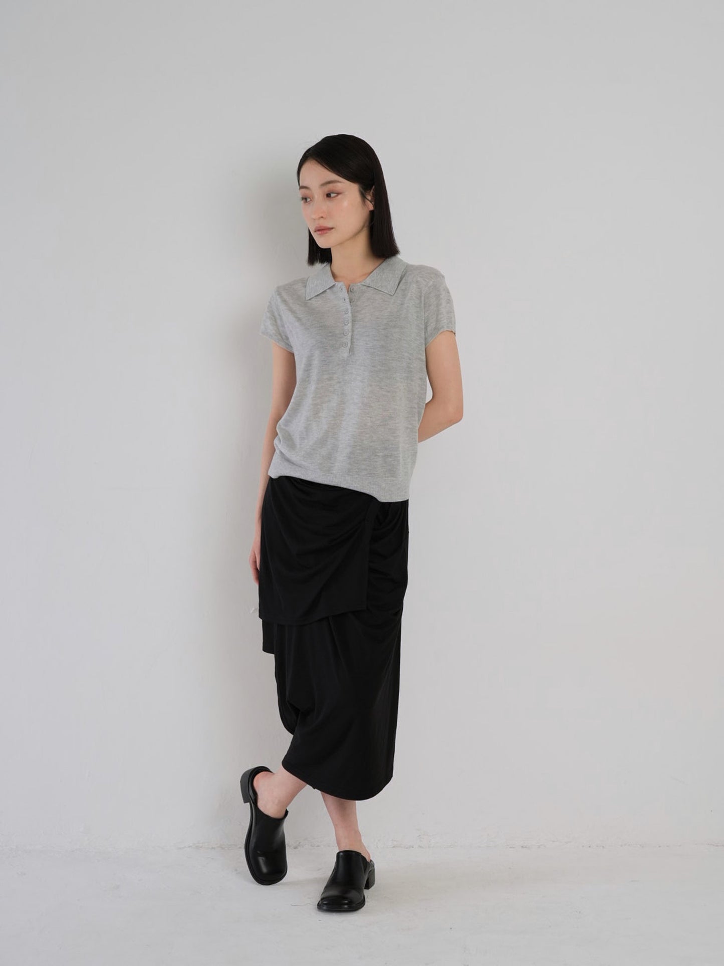 sheer polo knit T