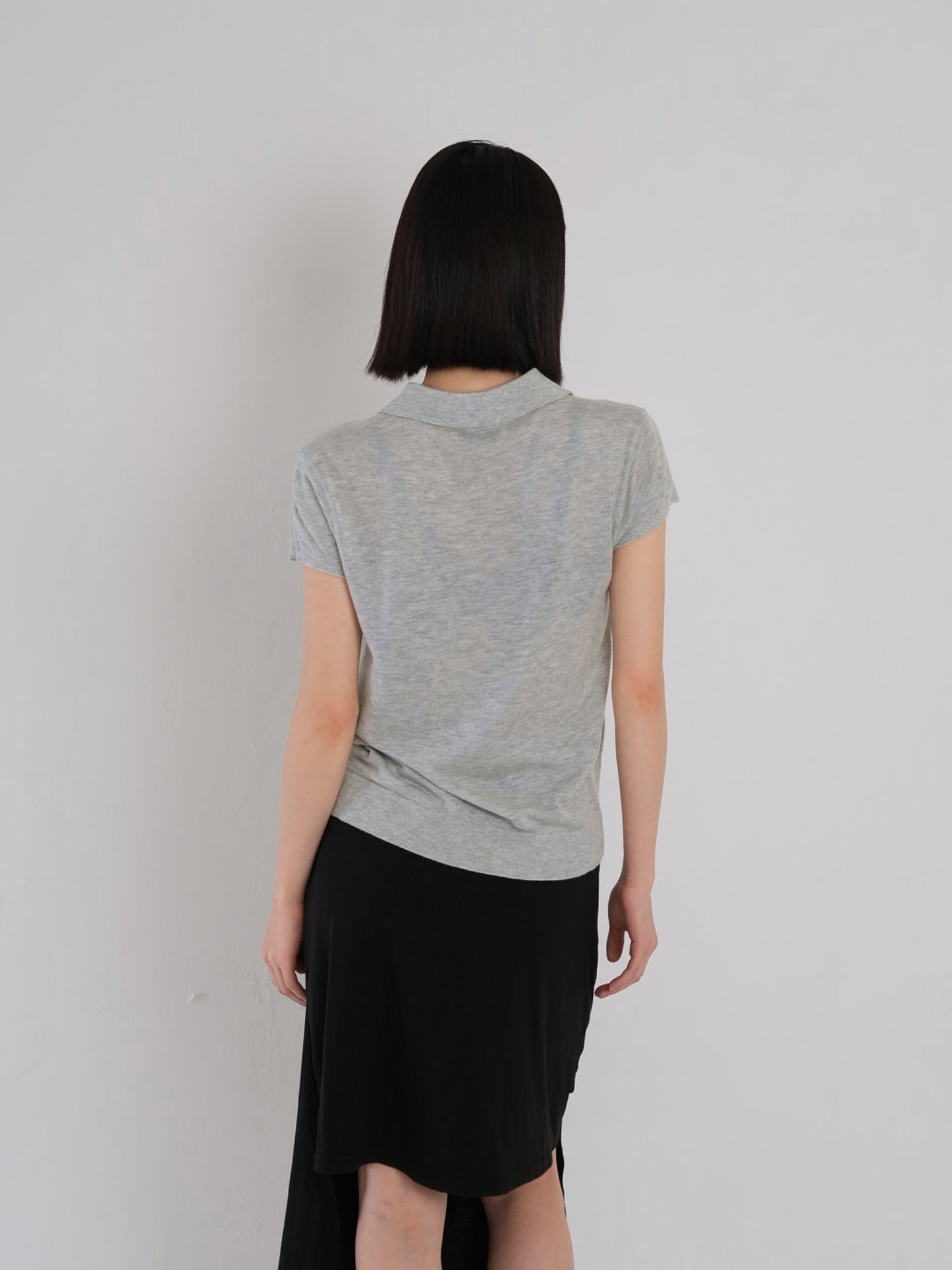 sheer polo knit T