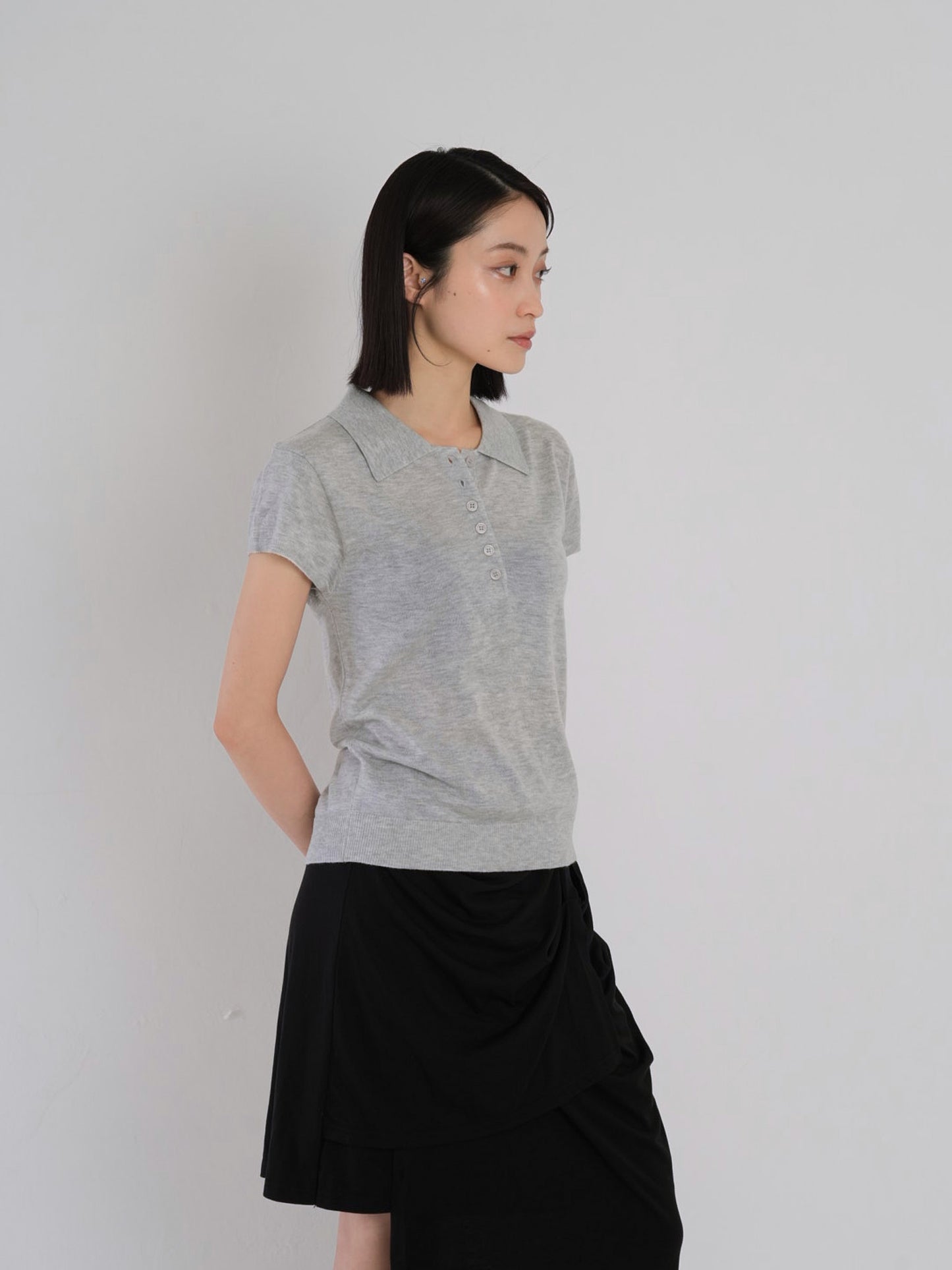 sheer polo knit T
