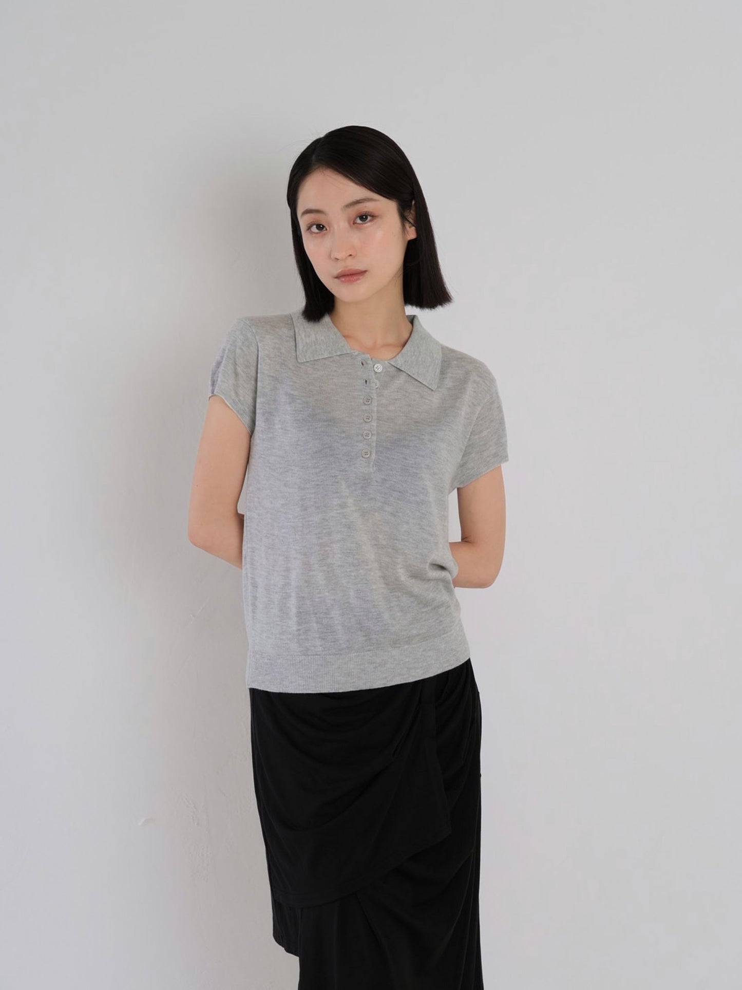 sheer polo knit T