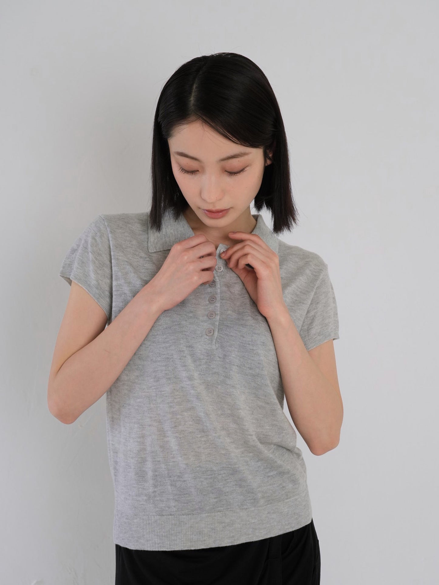 sheer polo knit T