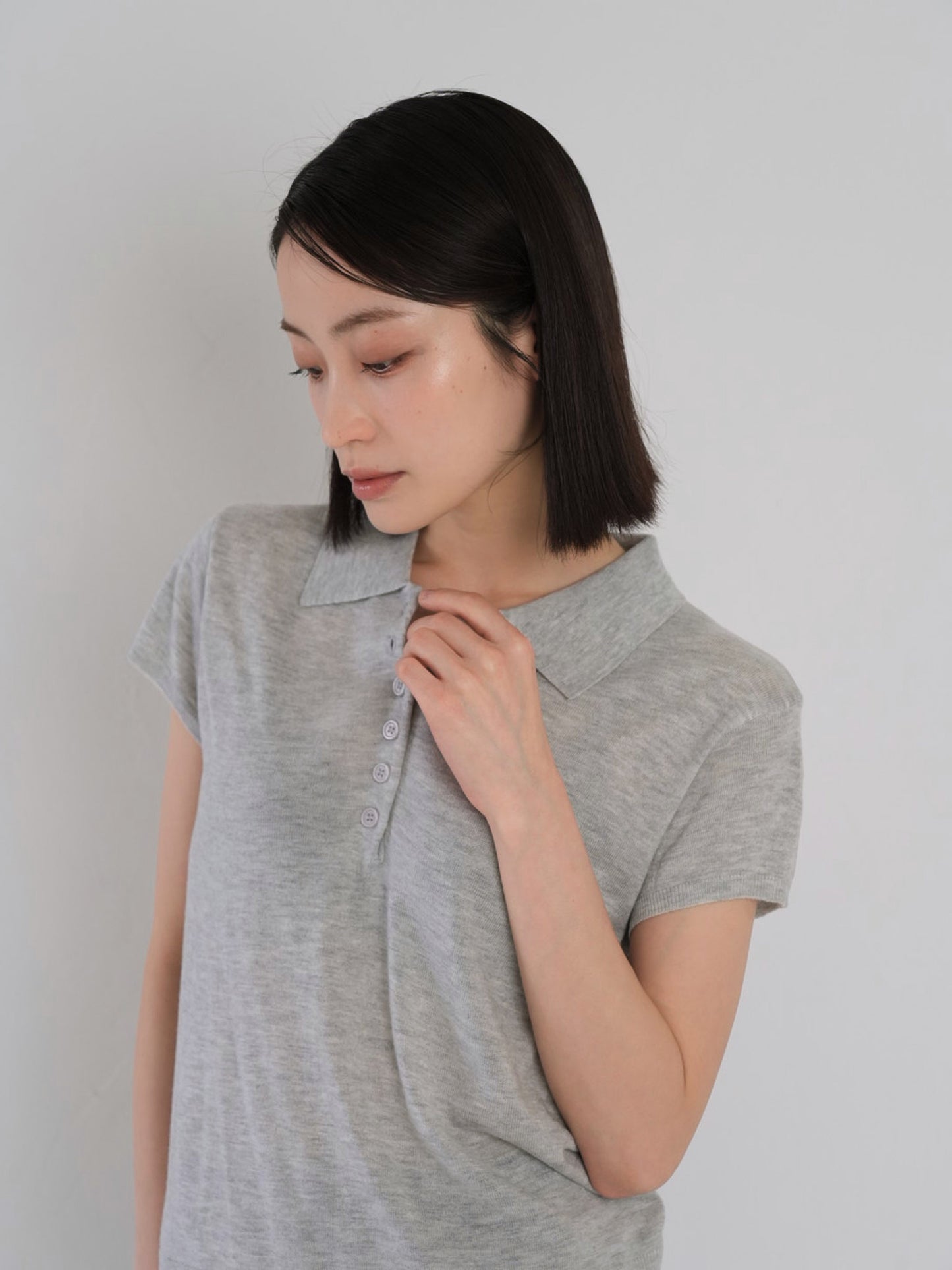sheer polo knit T