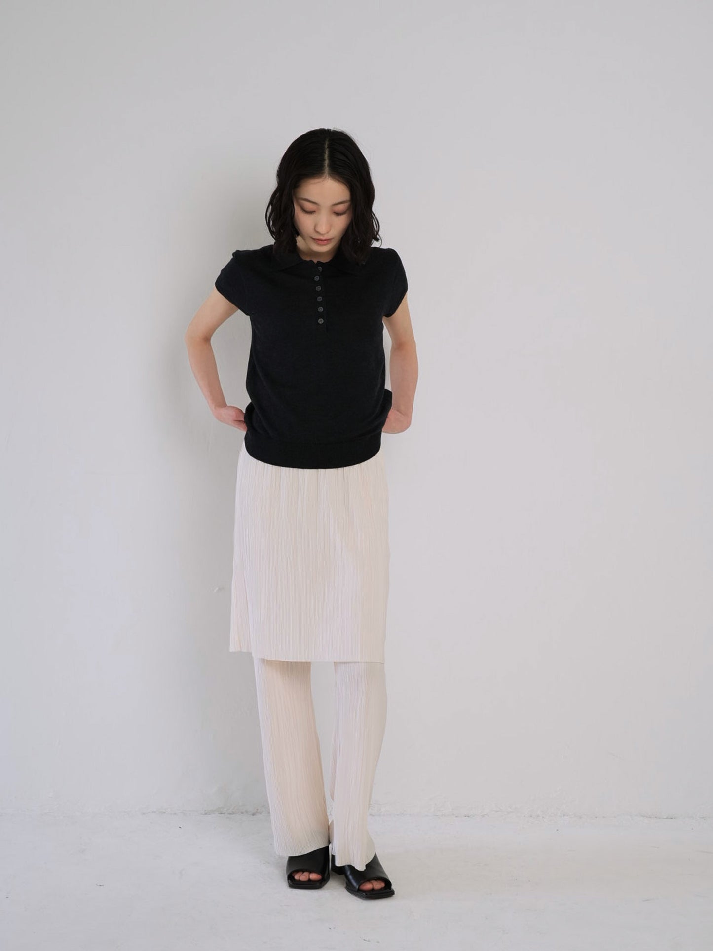 sheer polo knit T