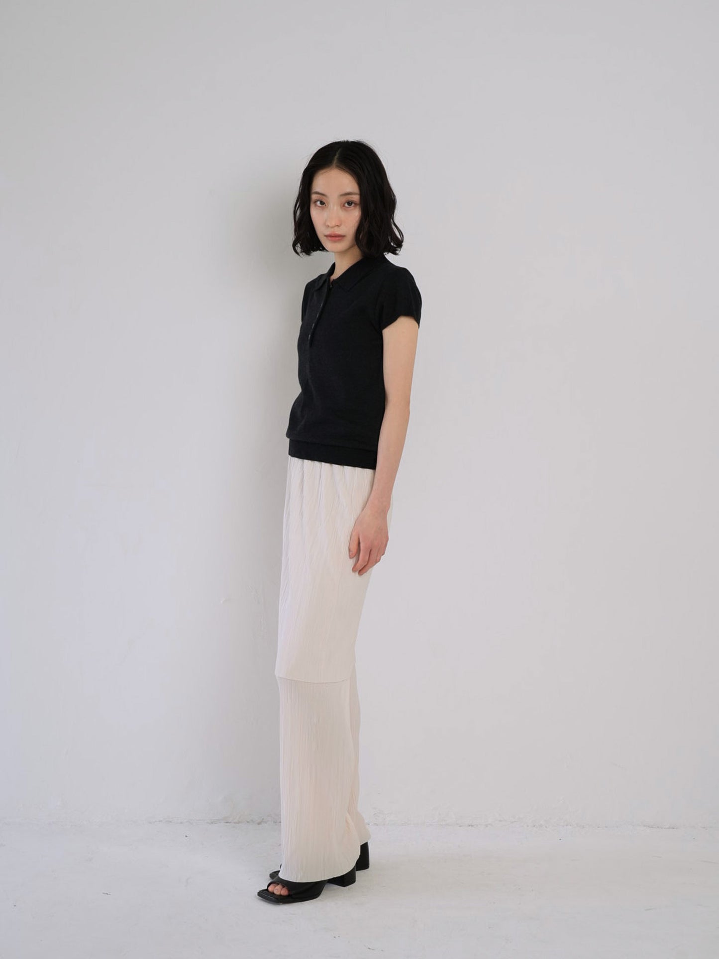 sheer polo knit T