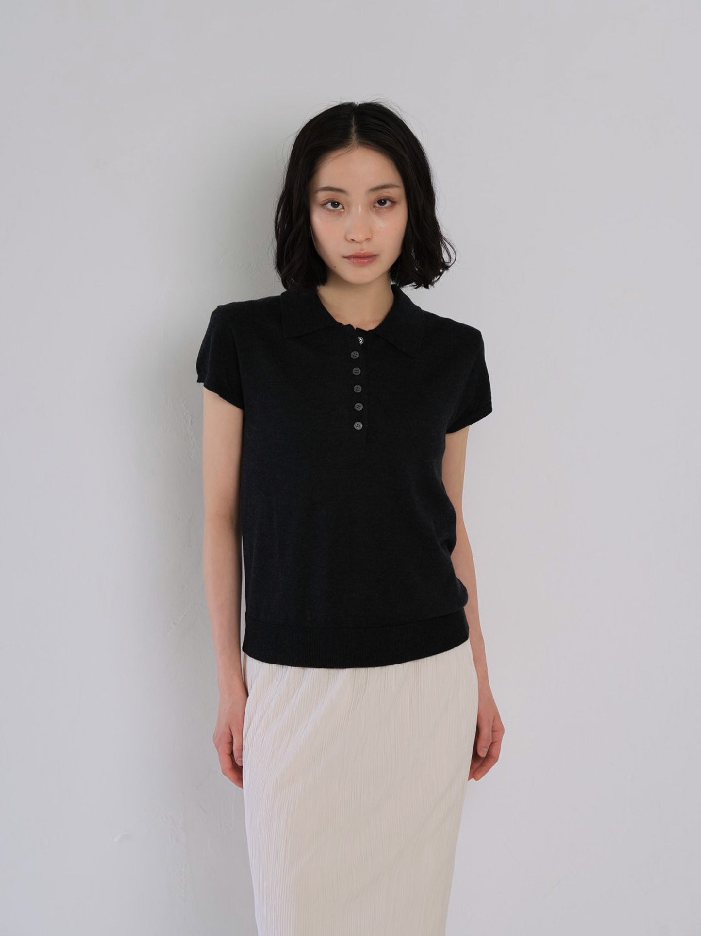 sheer polo knit T