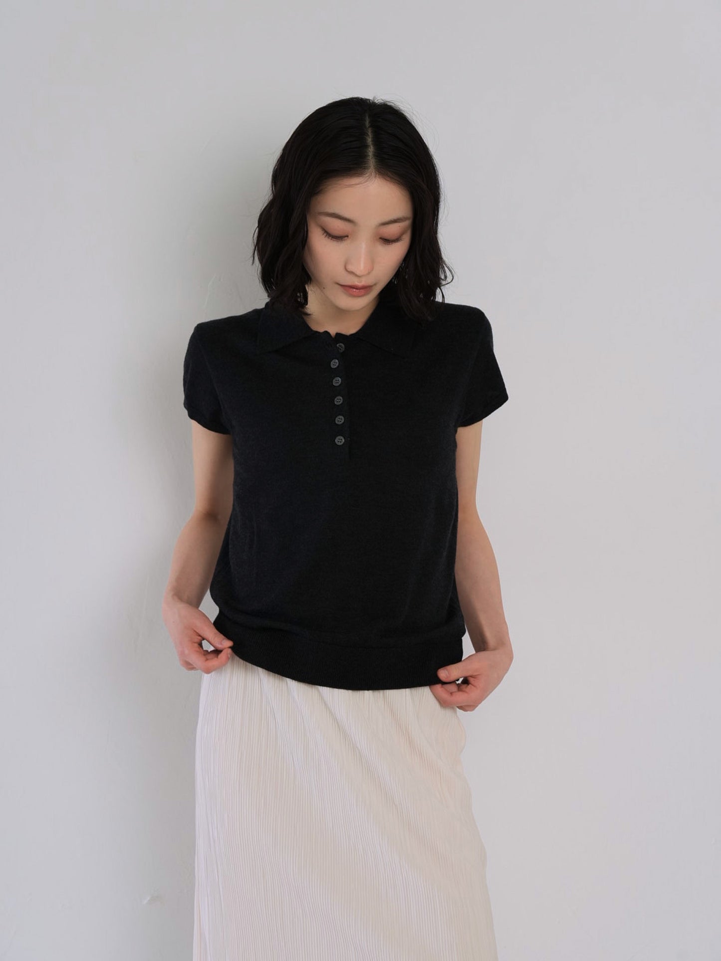 sheer polo knit T