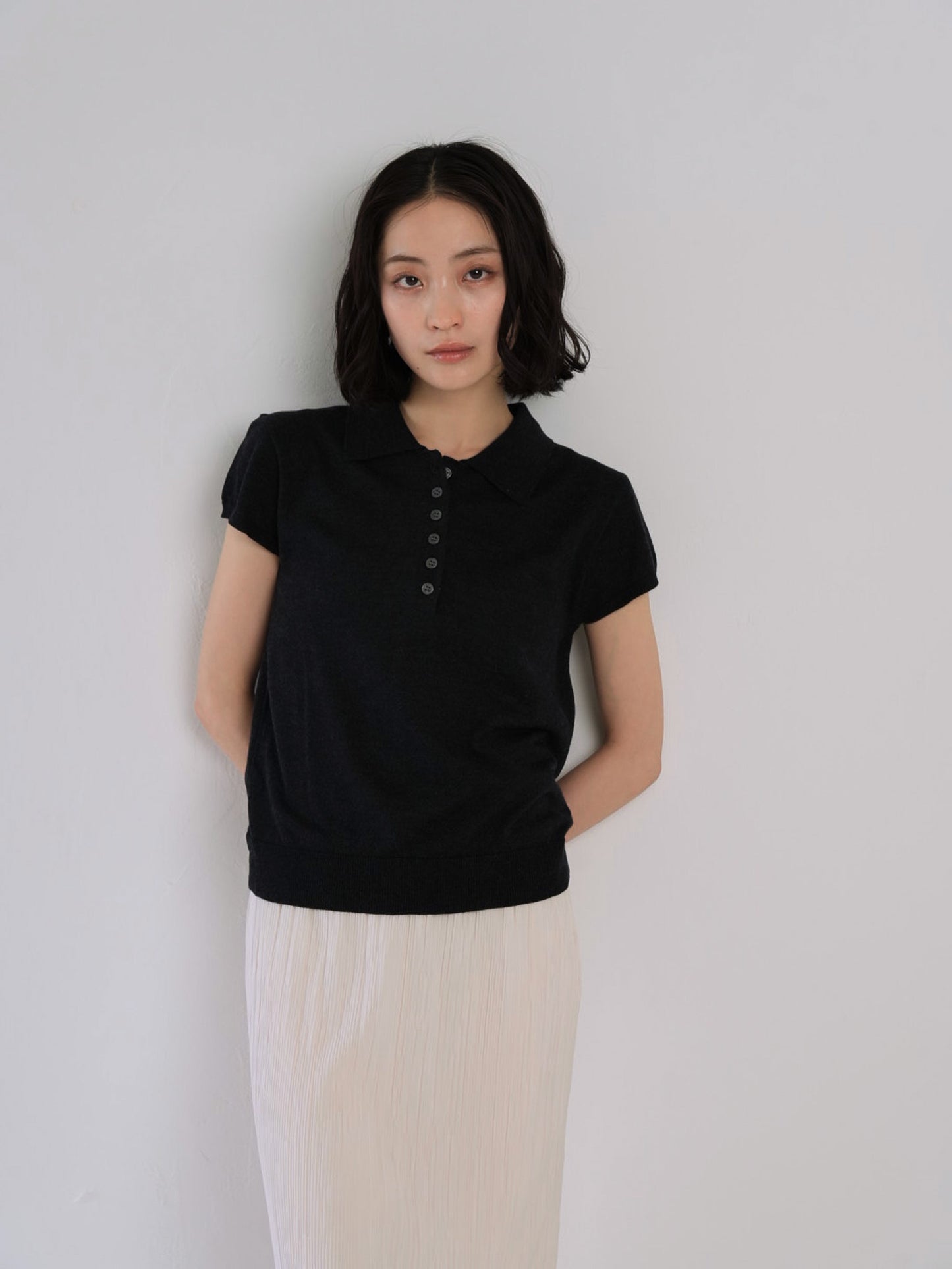 sheer polo knit T