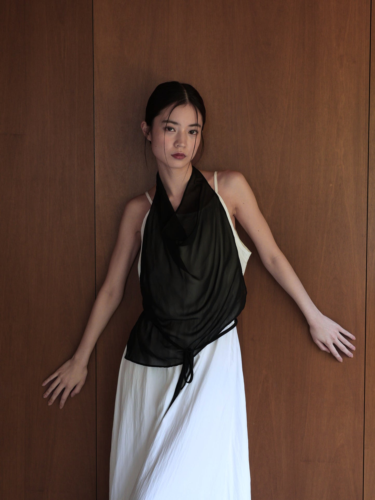 halter neck sheer blouse