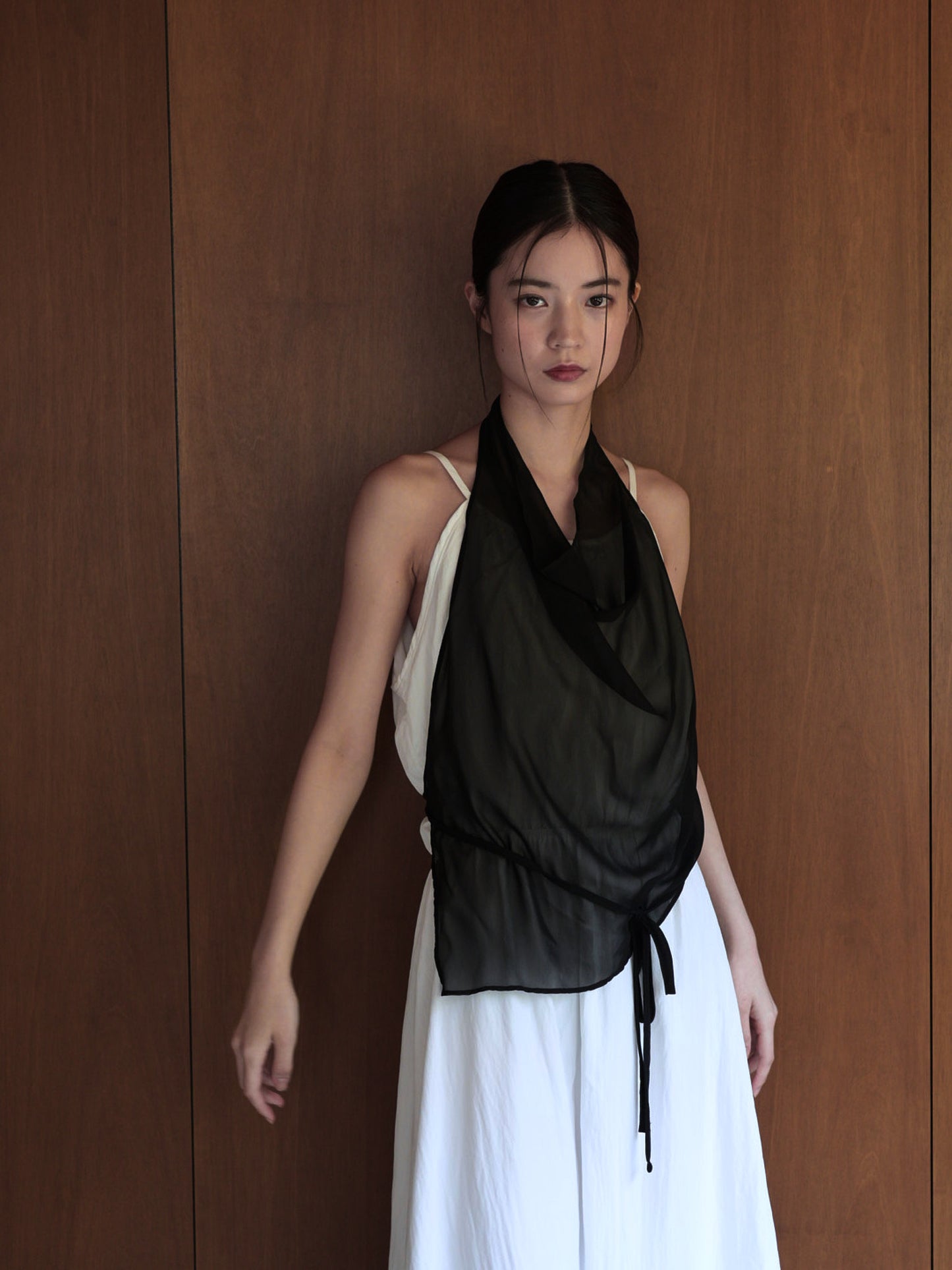 halter neck sheer blouse