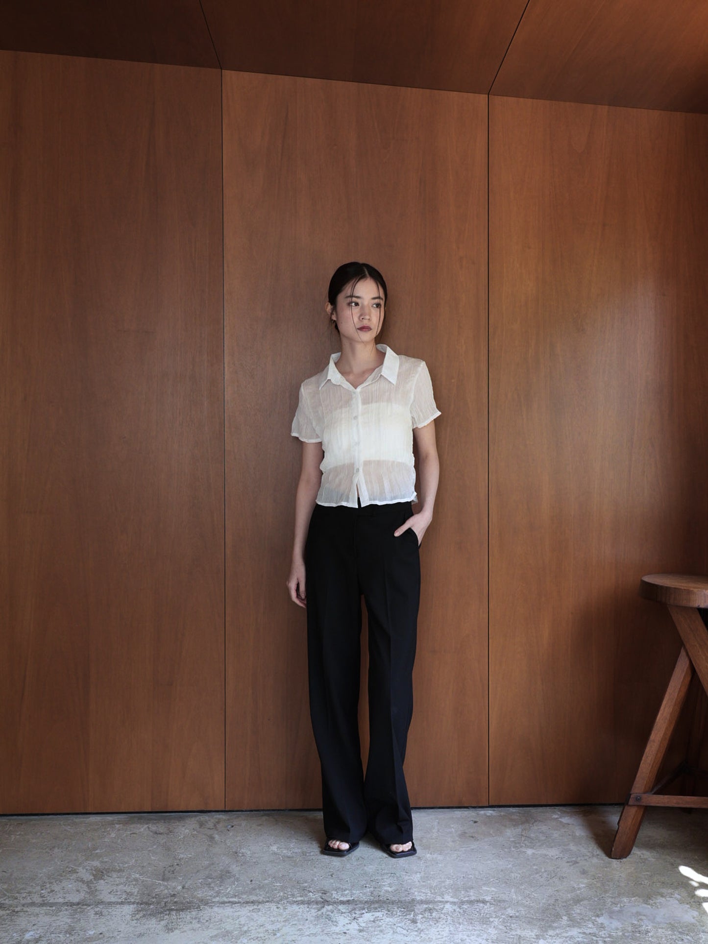 wrinkle crop shirt