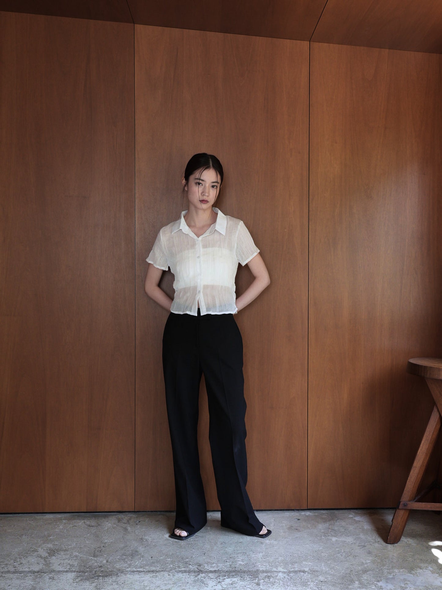 wrinkle crop shirt