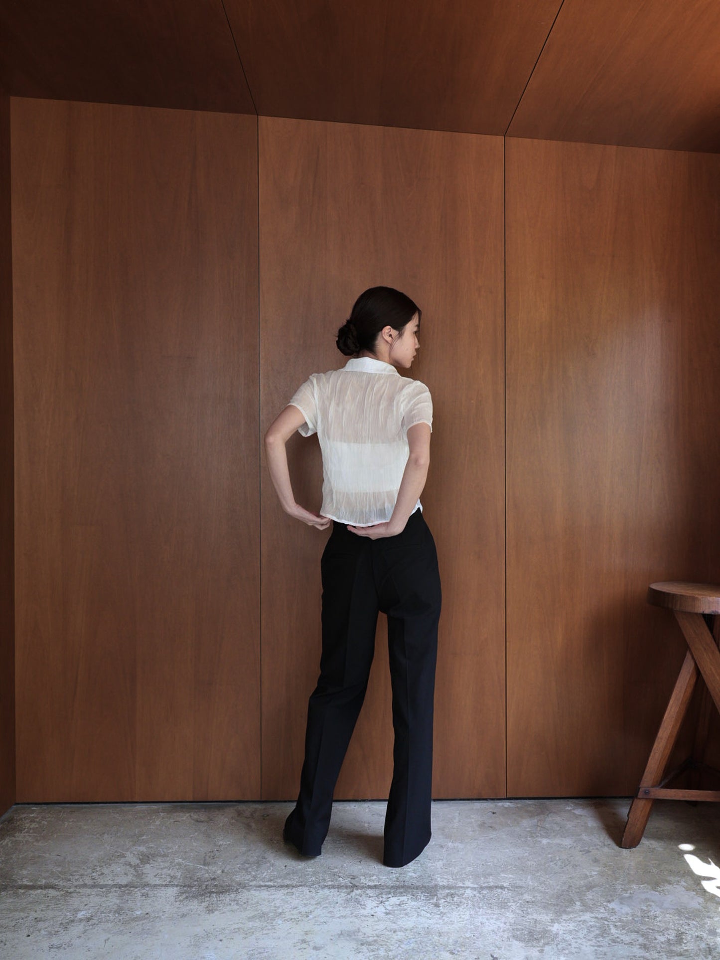 wrinkle crop shirt