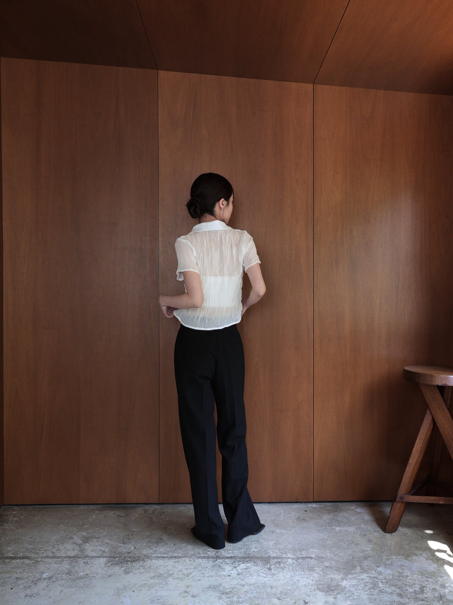 wrinkle crop shirt