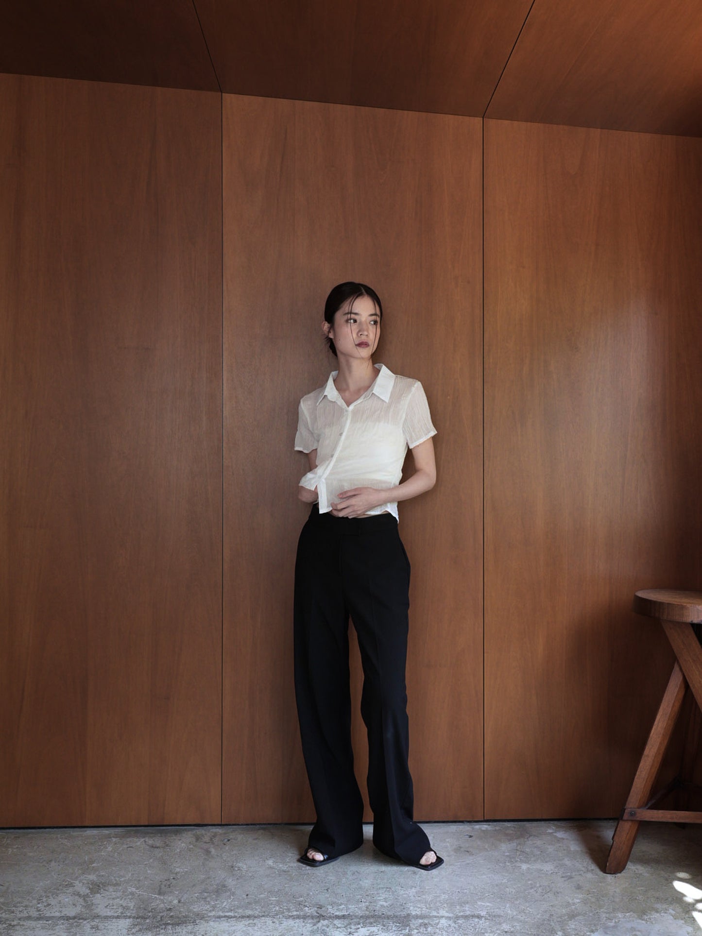 wrinkle crop shirt