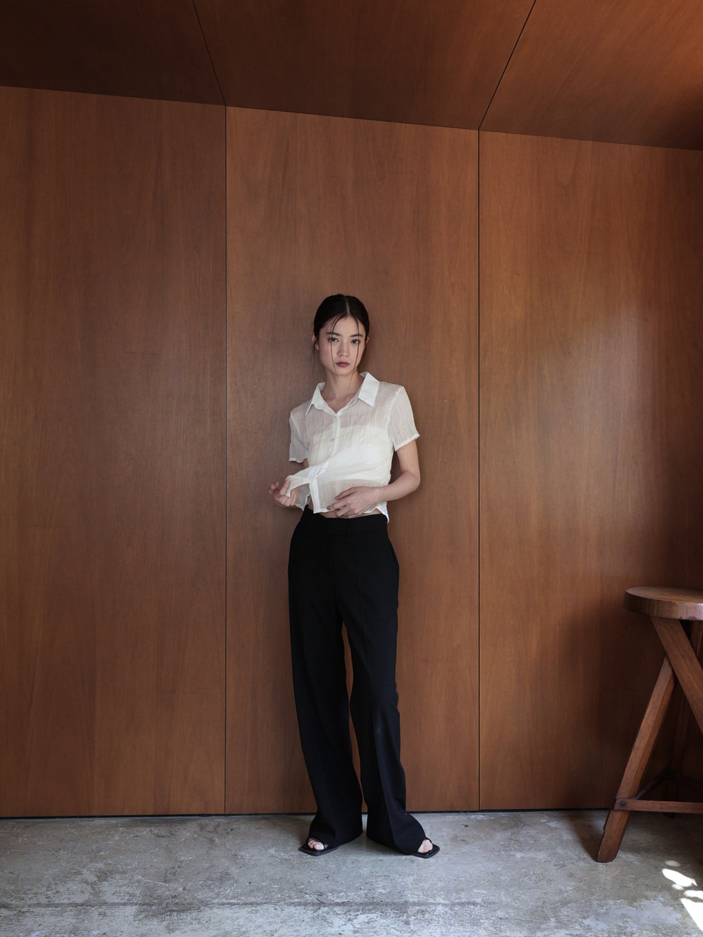wrinkle crop shirt