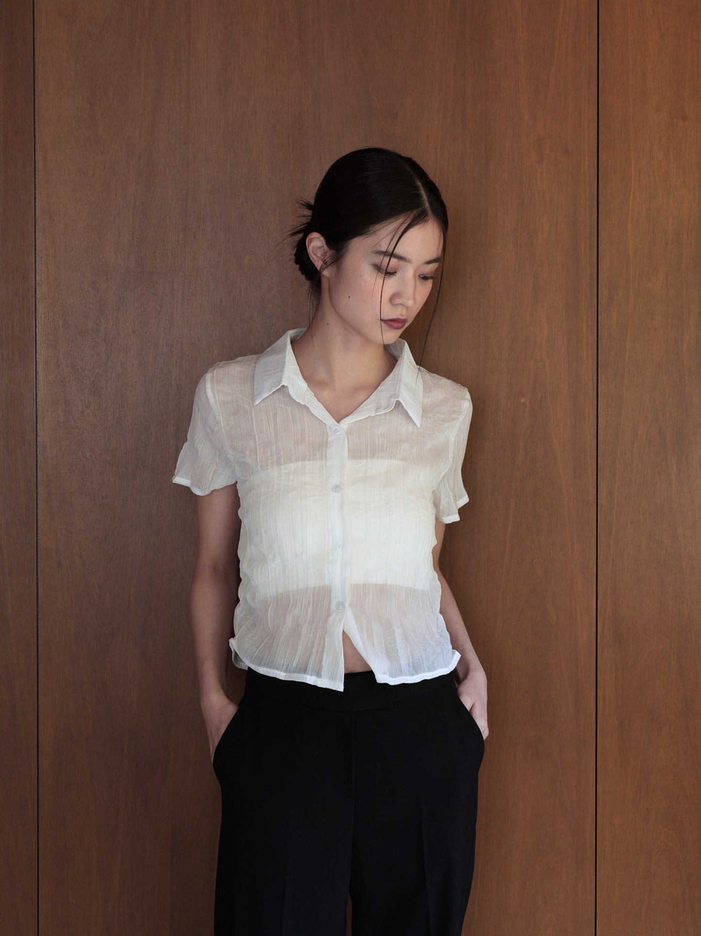 wrinkle crop shirt