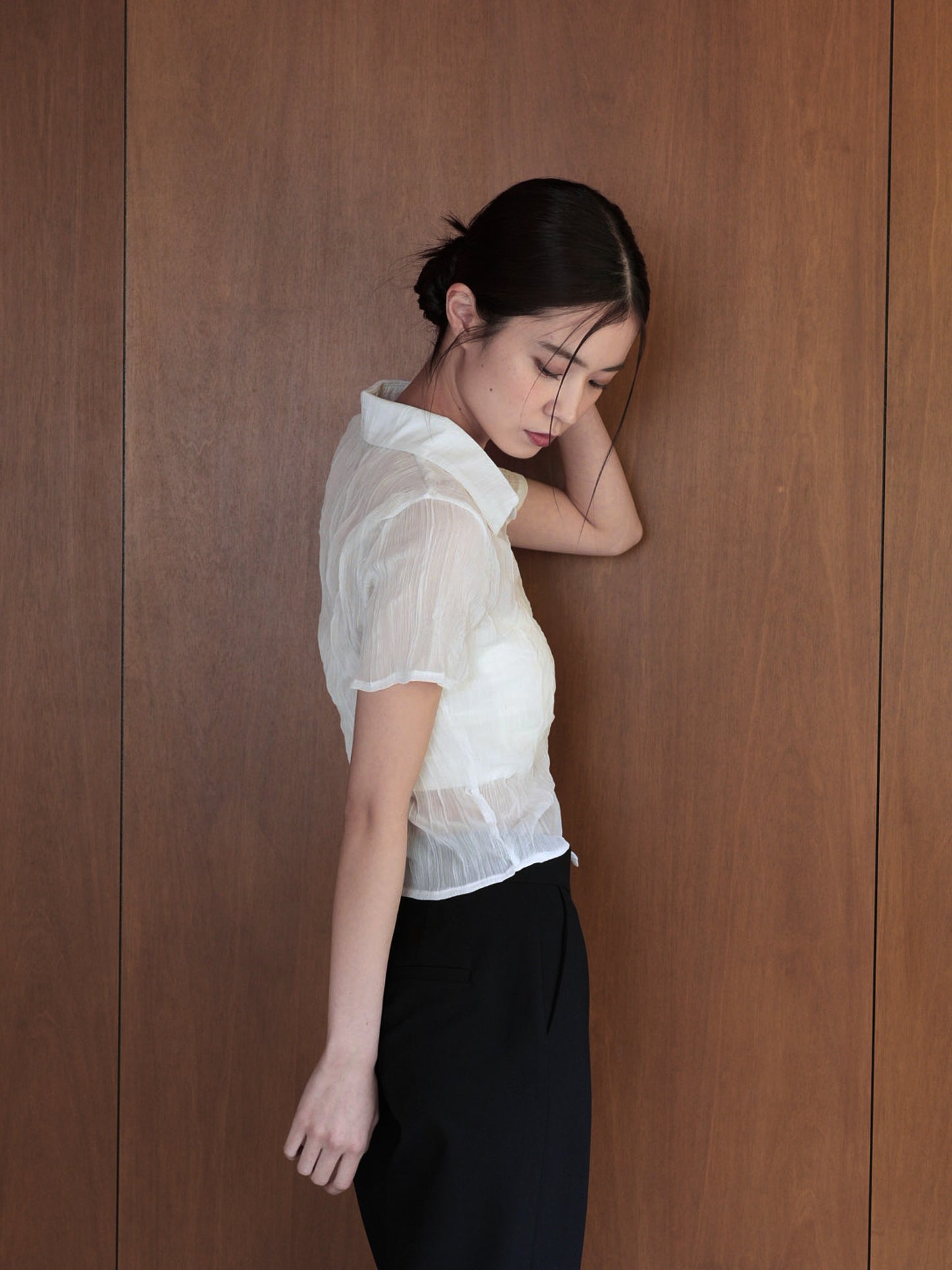 wrinkle crop shirt